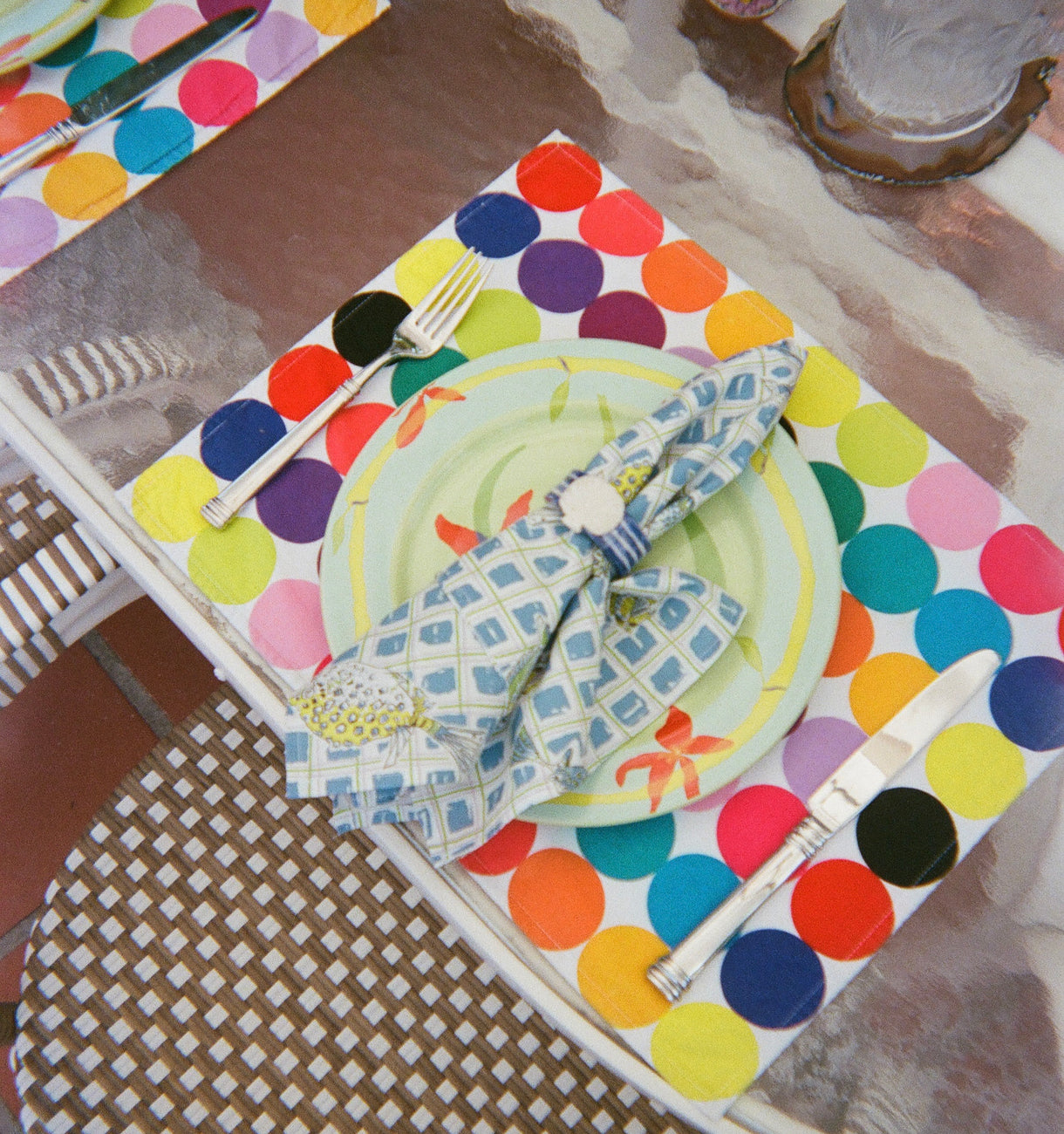 Cotton Napkins in Blue Fishing Net (Set of Four)