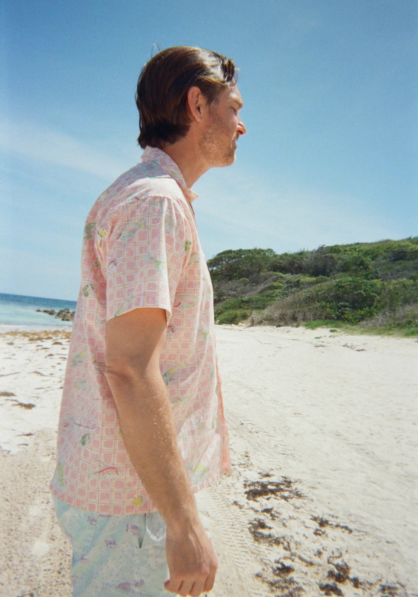 Collared Shirt in Pink Fishing Net