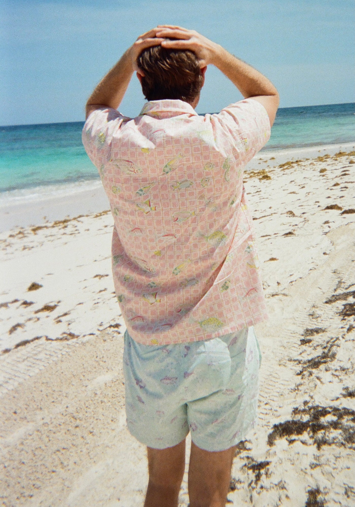 Collared Shirt in Pink Fishing Net