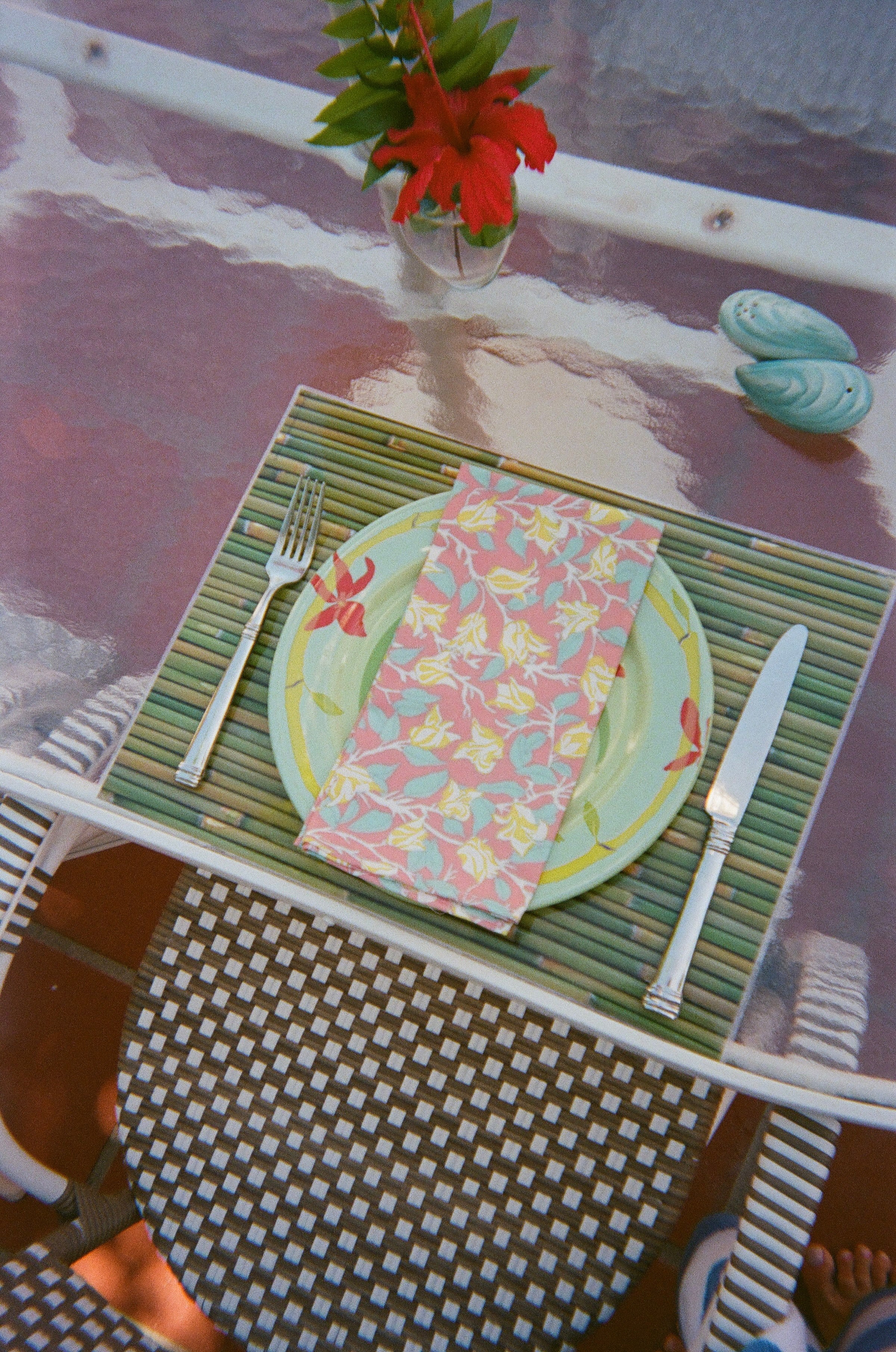 Cotton Napkins in Coral Bougainvillea (Set of Four)