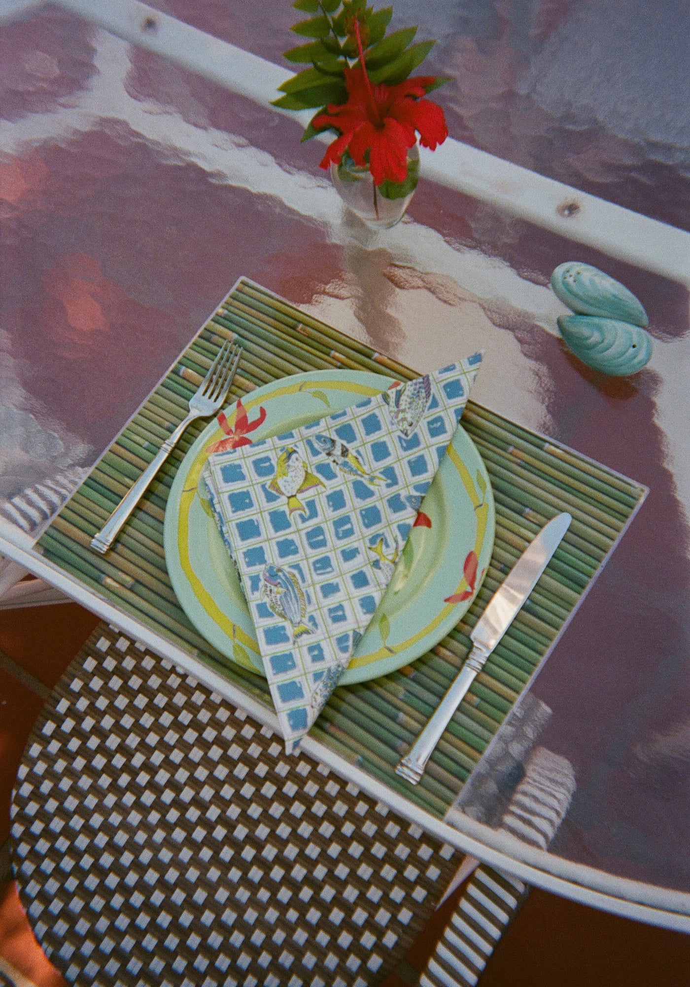 Cotton Napkins in Blue Fishing Net (Set of Four)