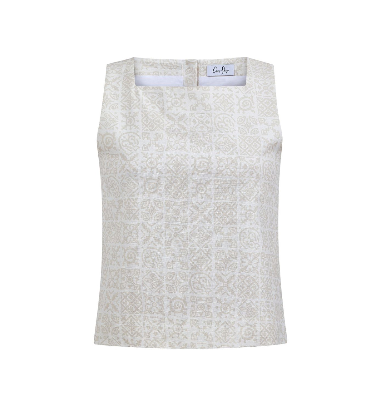 Shift Top in Beige Checkerboard