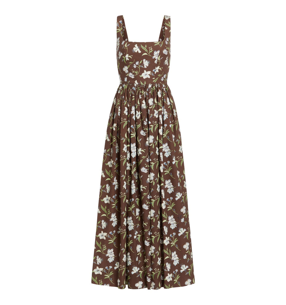 Scoop Neck Dress in Brown Hibiscus