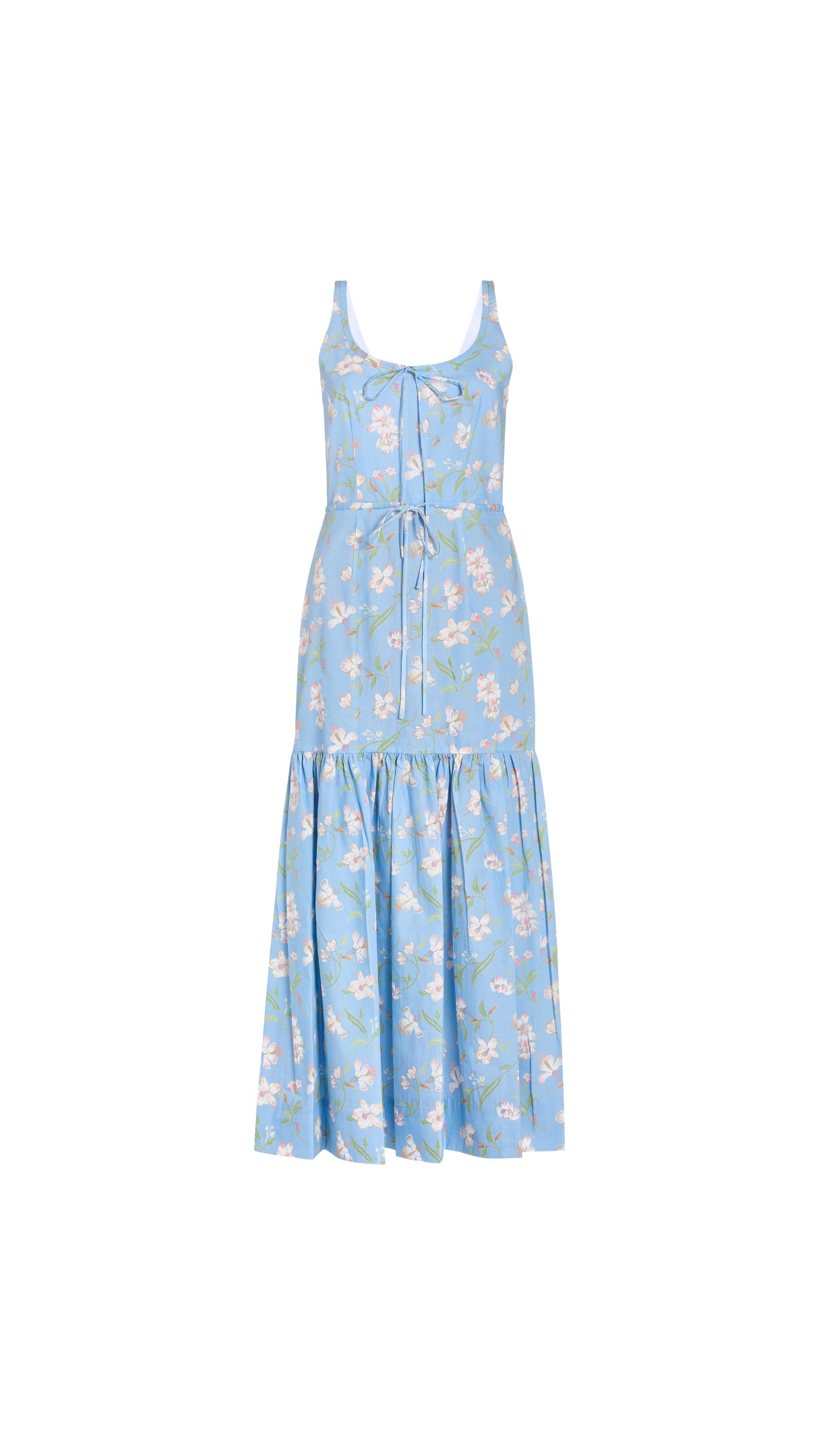 Double Drawstring Dress in Blue Hibiscus