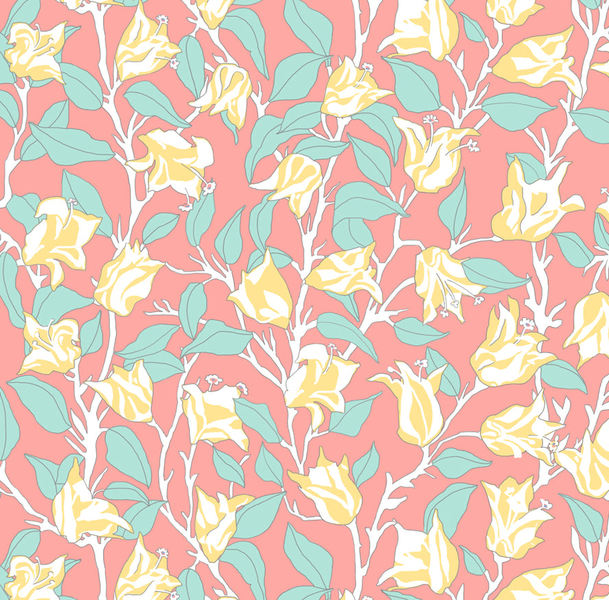 Cotton Napkins in Coral Bougainvillea (Set of Four)