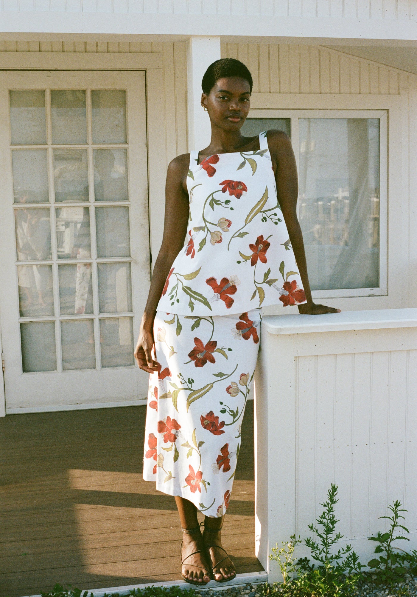 Pencil Skirt in Red Hibiscus