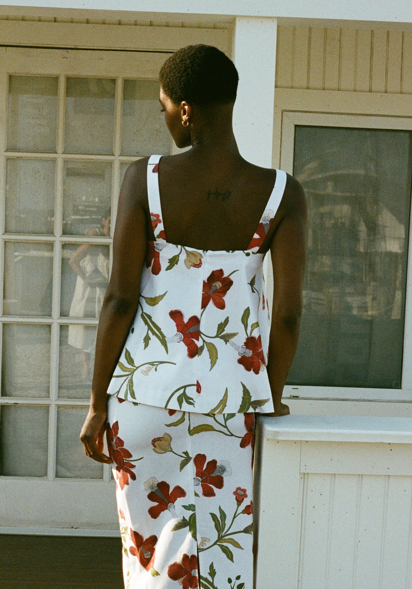 A-Line Top in Red Hibiscus