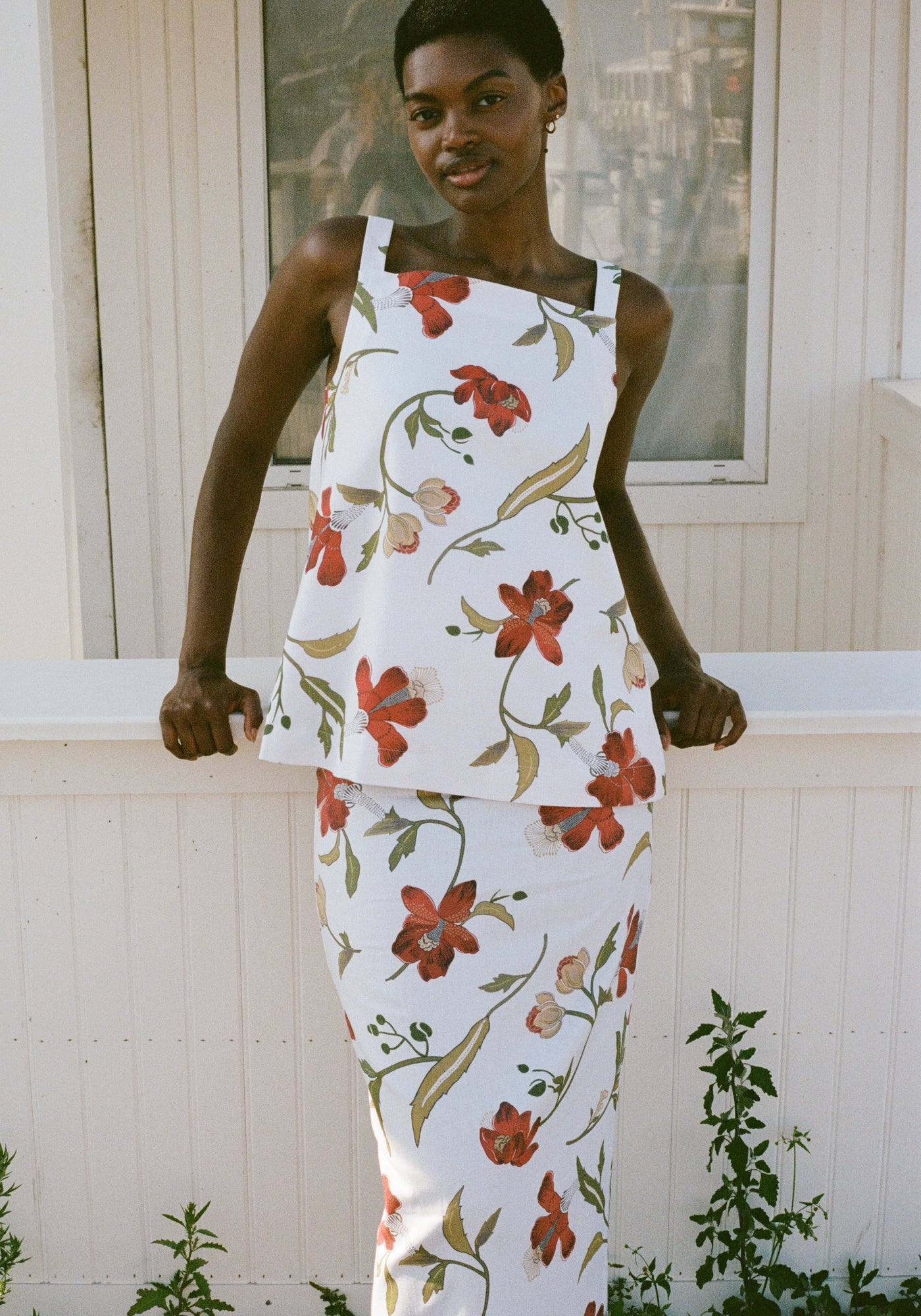 A-Line Top in Red Hibiscus