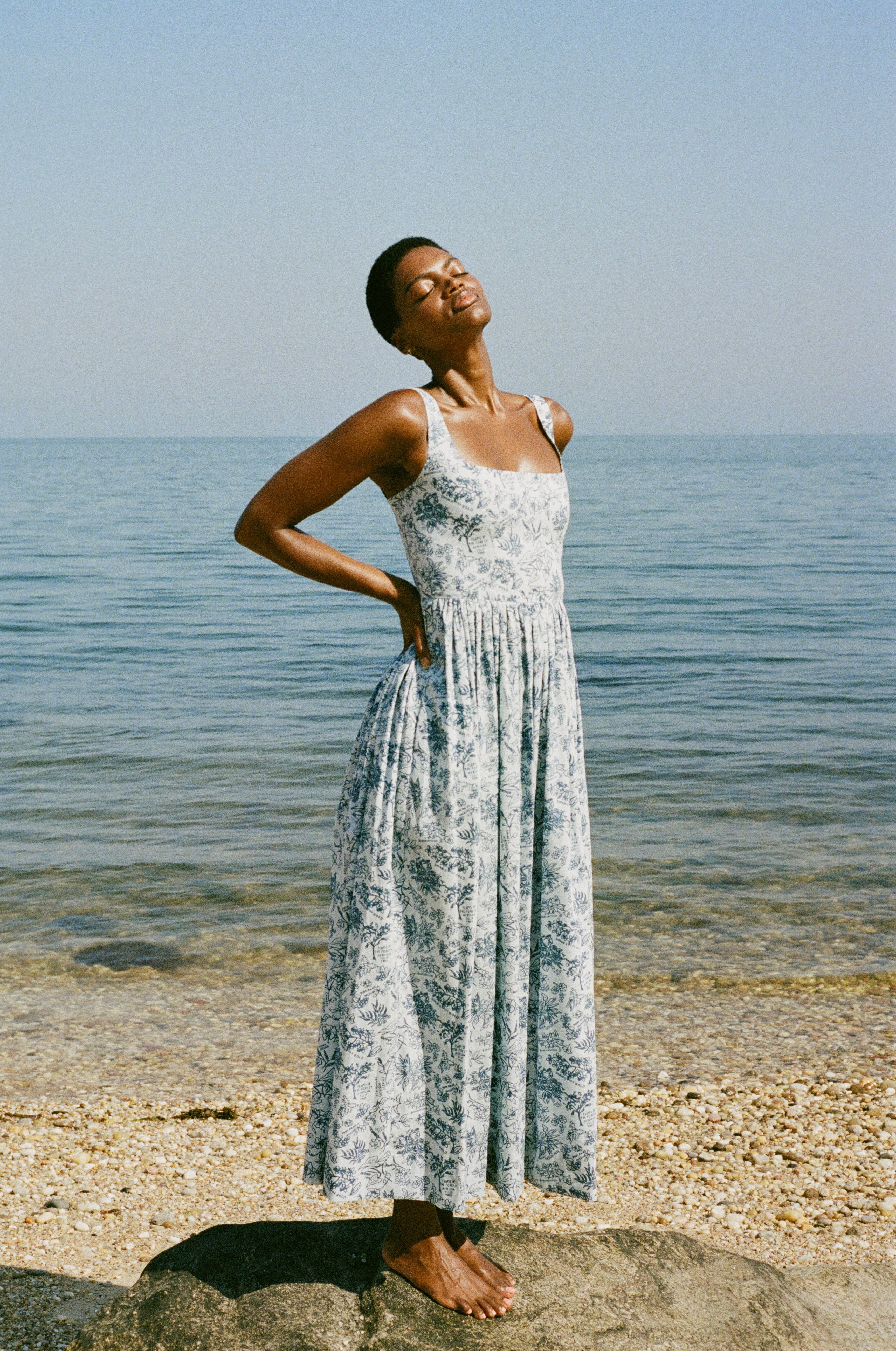 Scoop Neck Dress in Blue Flora Coco Shop Scoop Neck Dress in Blue Flora Coco Shop