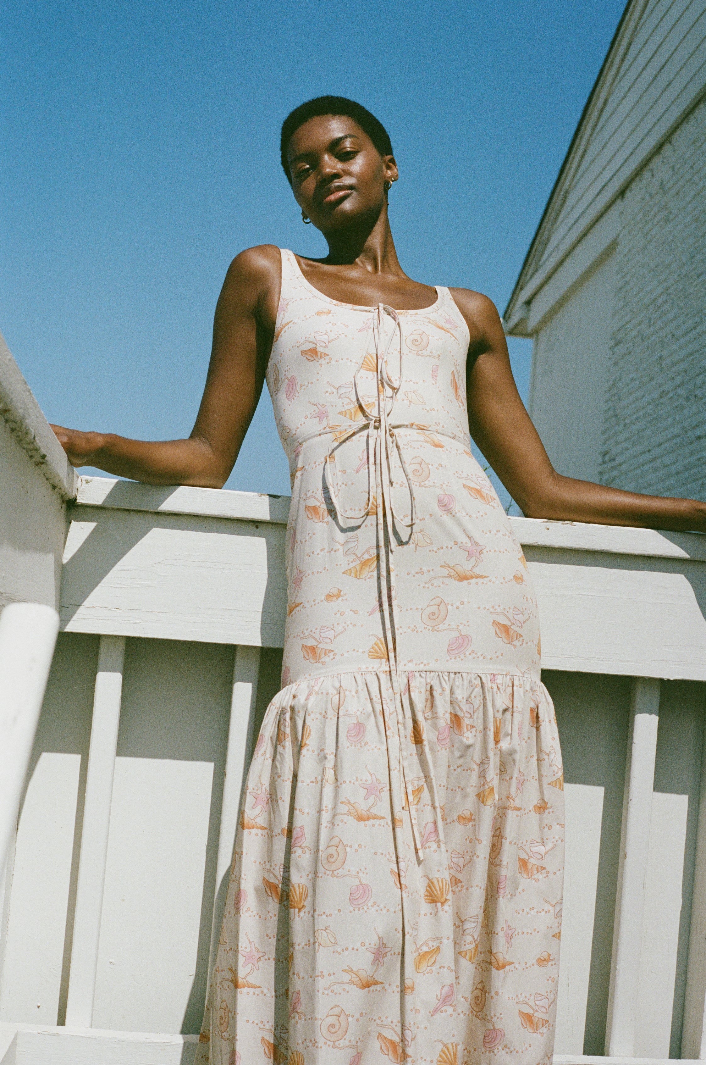 Double Drawstring Dress in Warm Shell