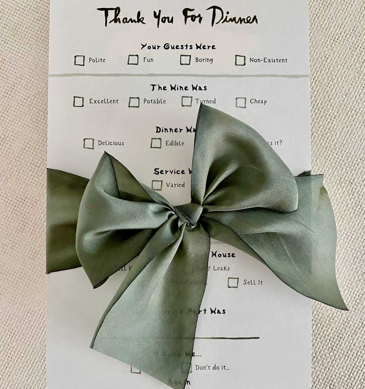 Thank You For Dinner Stationery