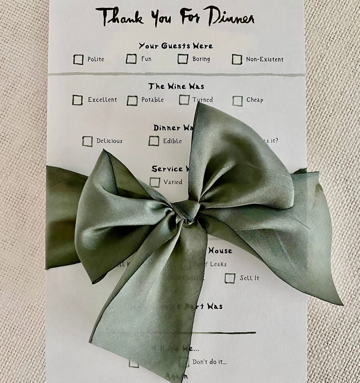 Thank You For Dinner Stationery