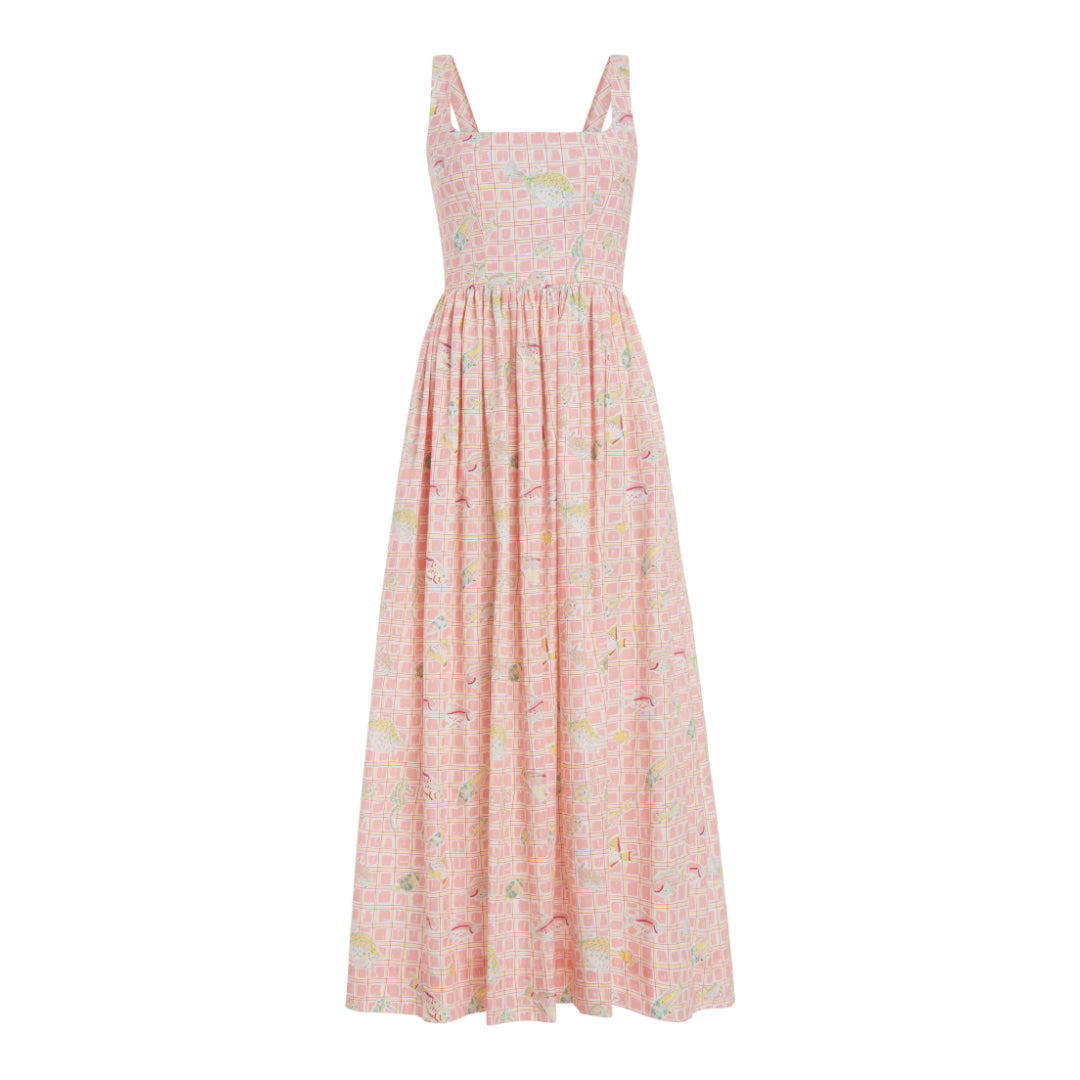 Scoop Neck Dress in Pink Fishing Net