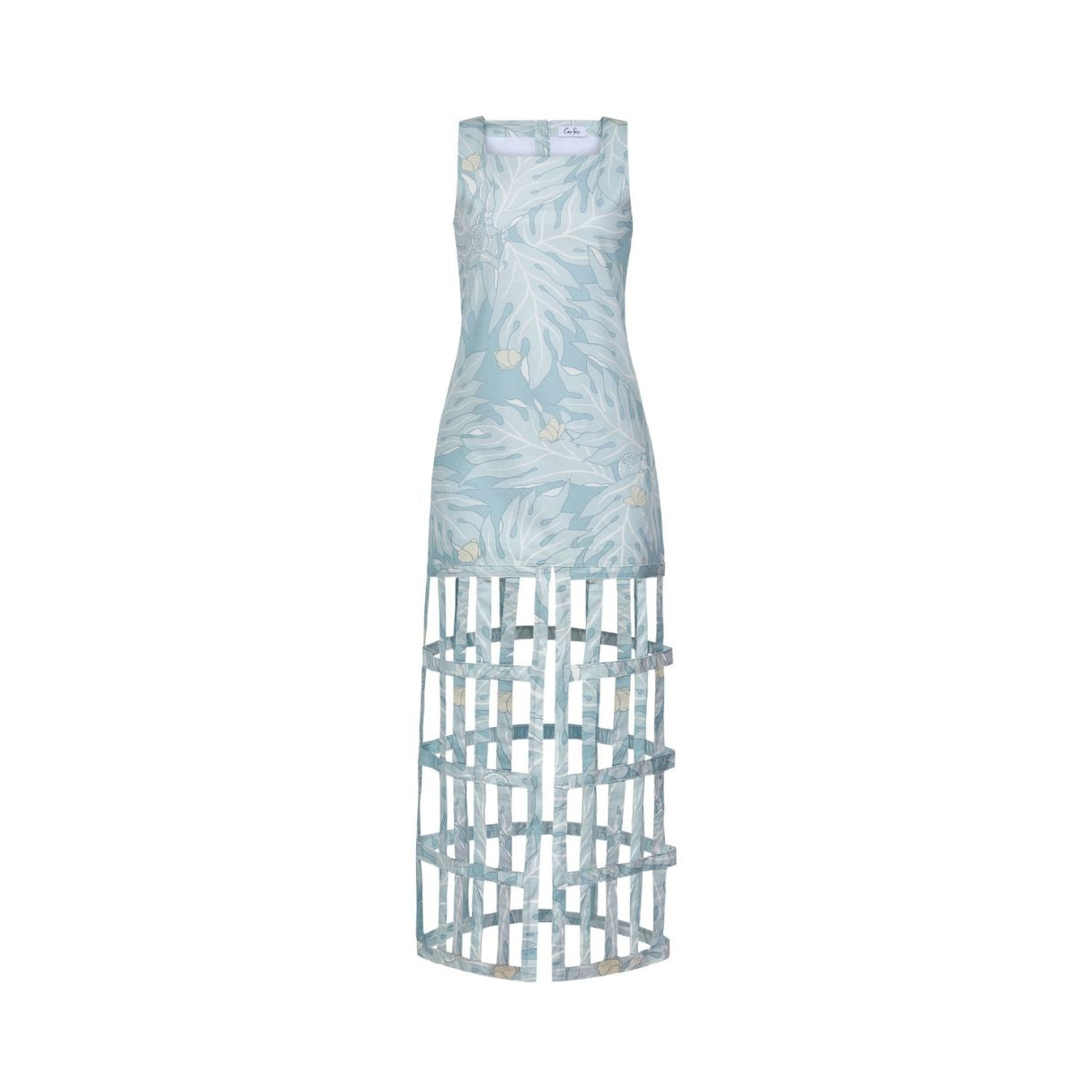 Basket-Hem Dress in Sea Blue Breadfruit