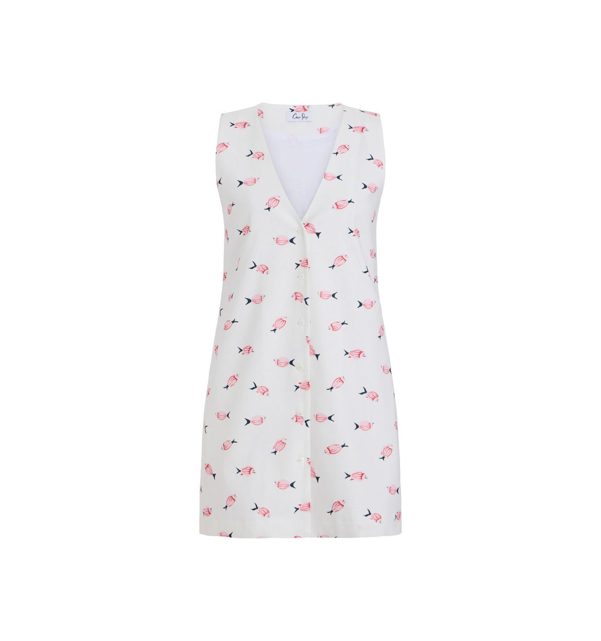V-Neck Mini Dress in Vintage Pink Fish