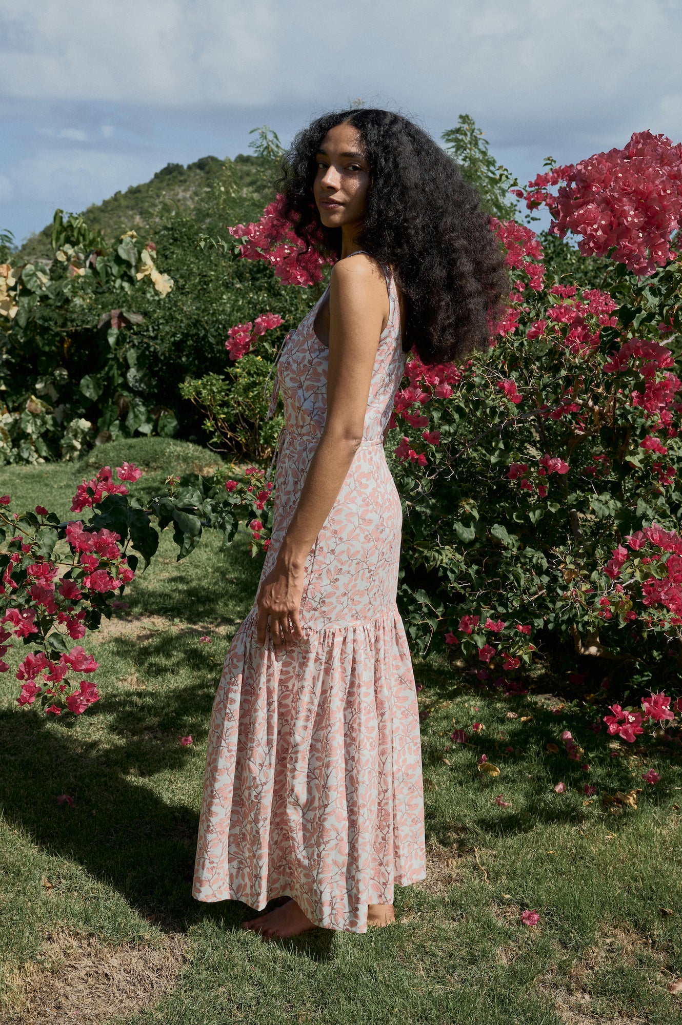 Double Drawstring Dress in Pink Limes