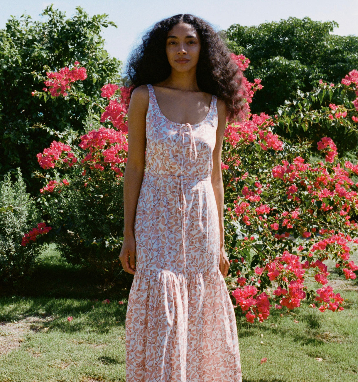 Double Drawstring Dress in Pink Limes