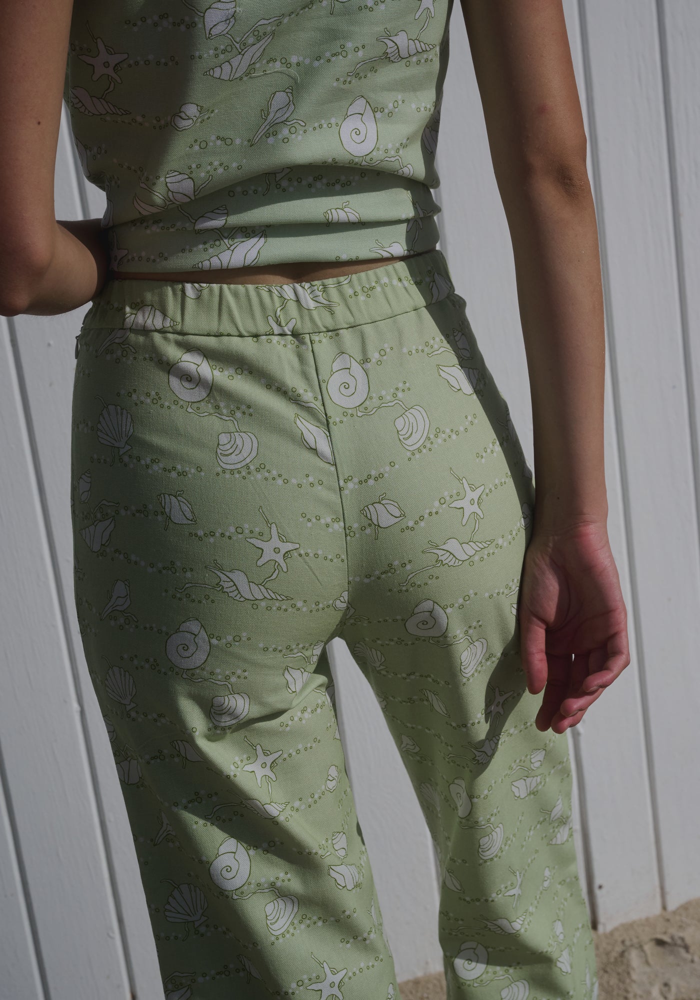 High-Waisted, Wide-Leg Pants in Lime Shell