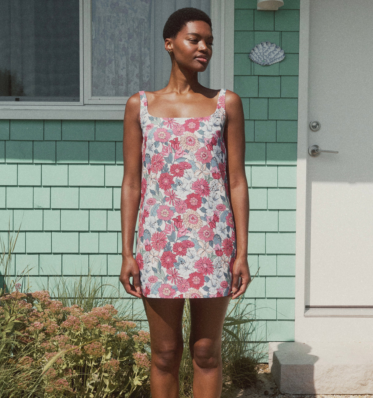 Cappie Mini Dress in Antique Flower Heads