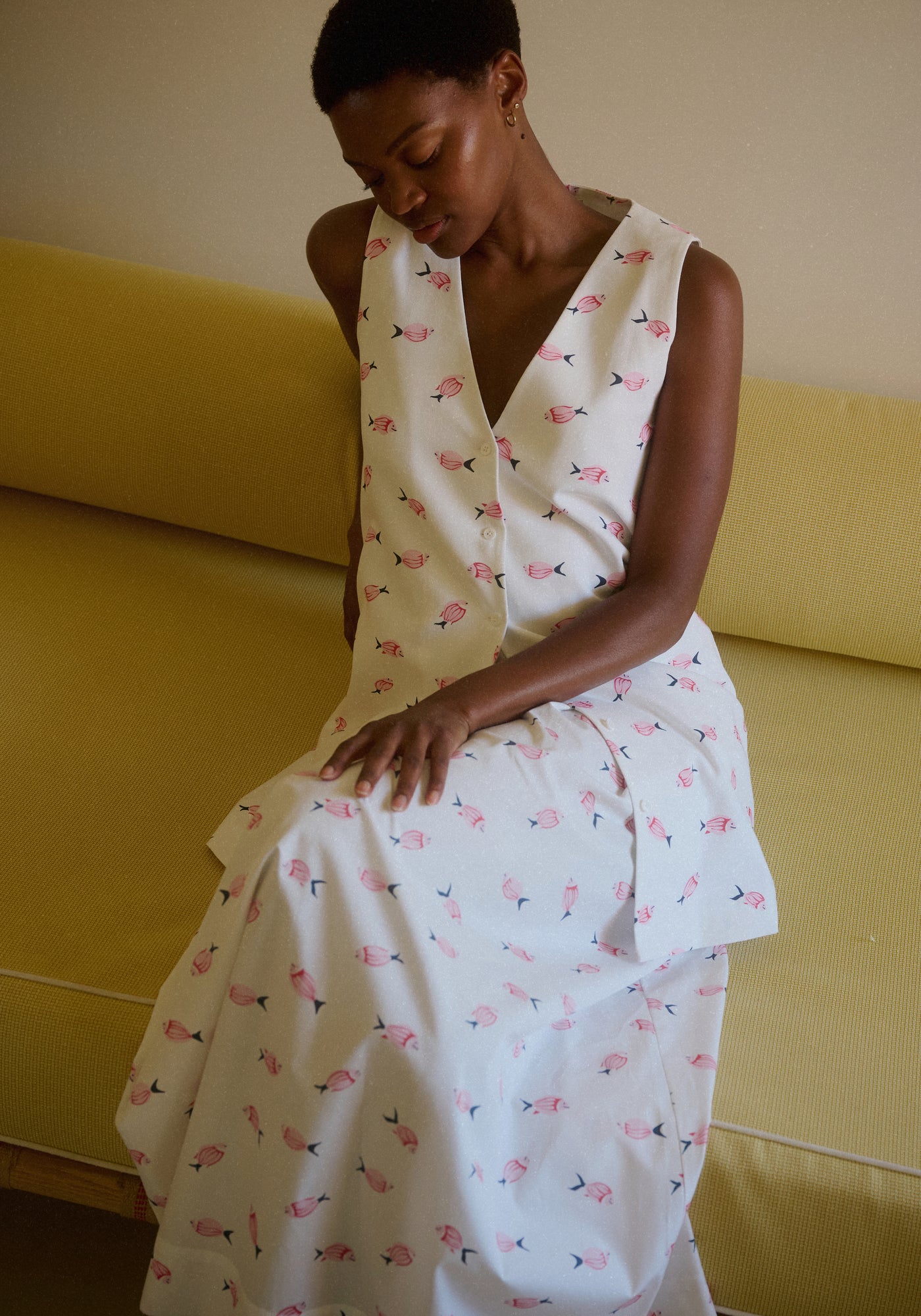 Elastic-Waist Skirt in Vintage Pink Fish