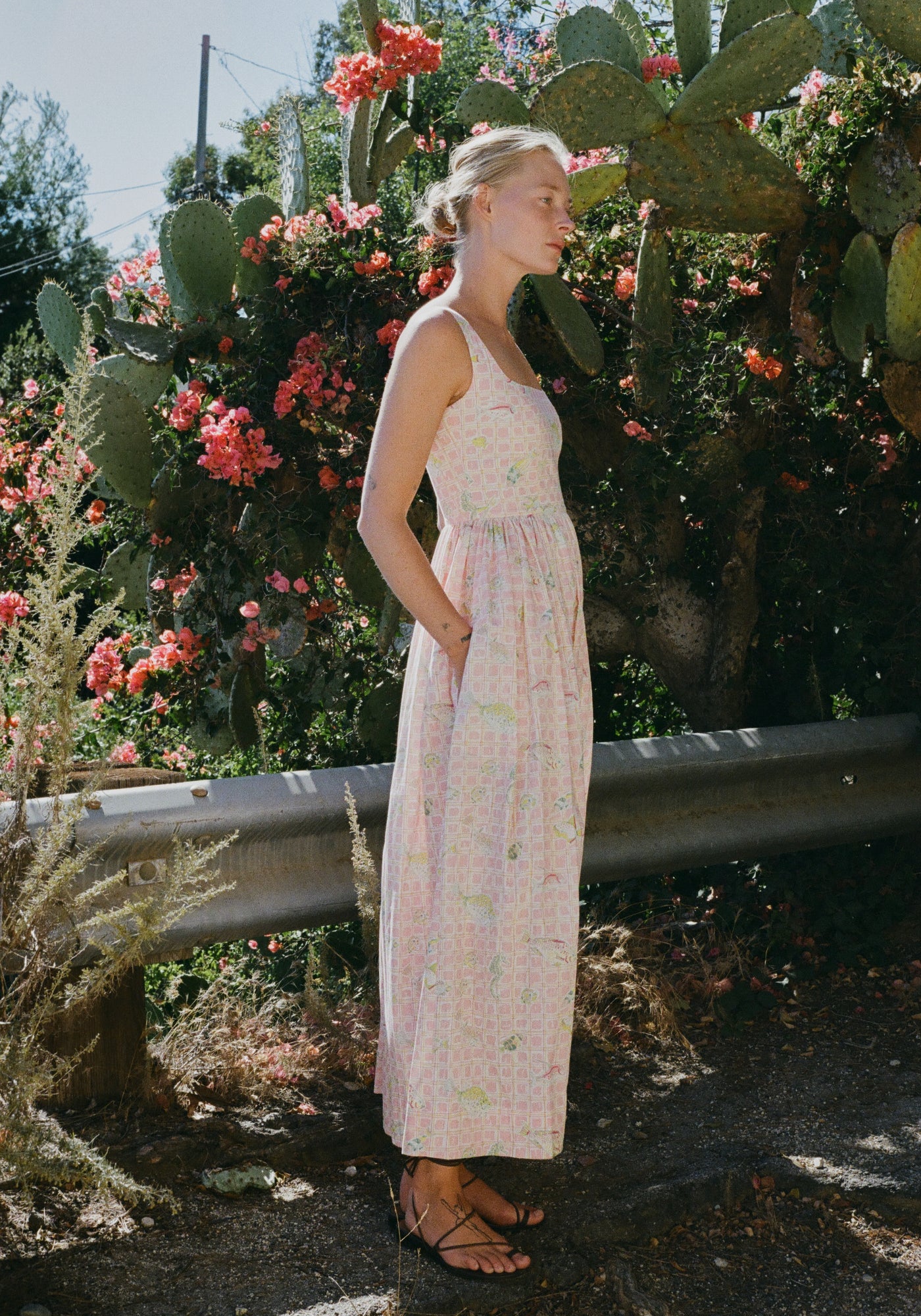 Scoop Neck Dress in Pink Fishing Net