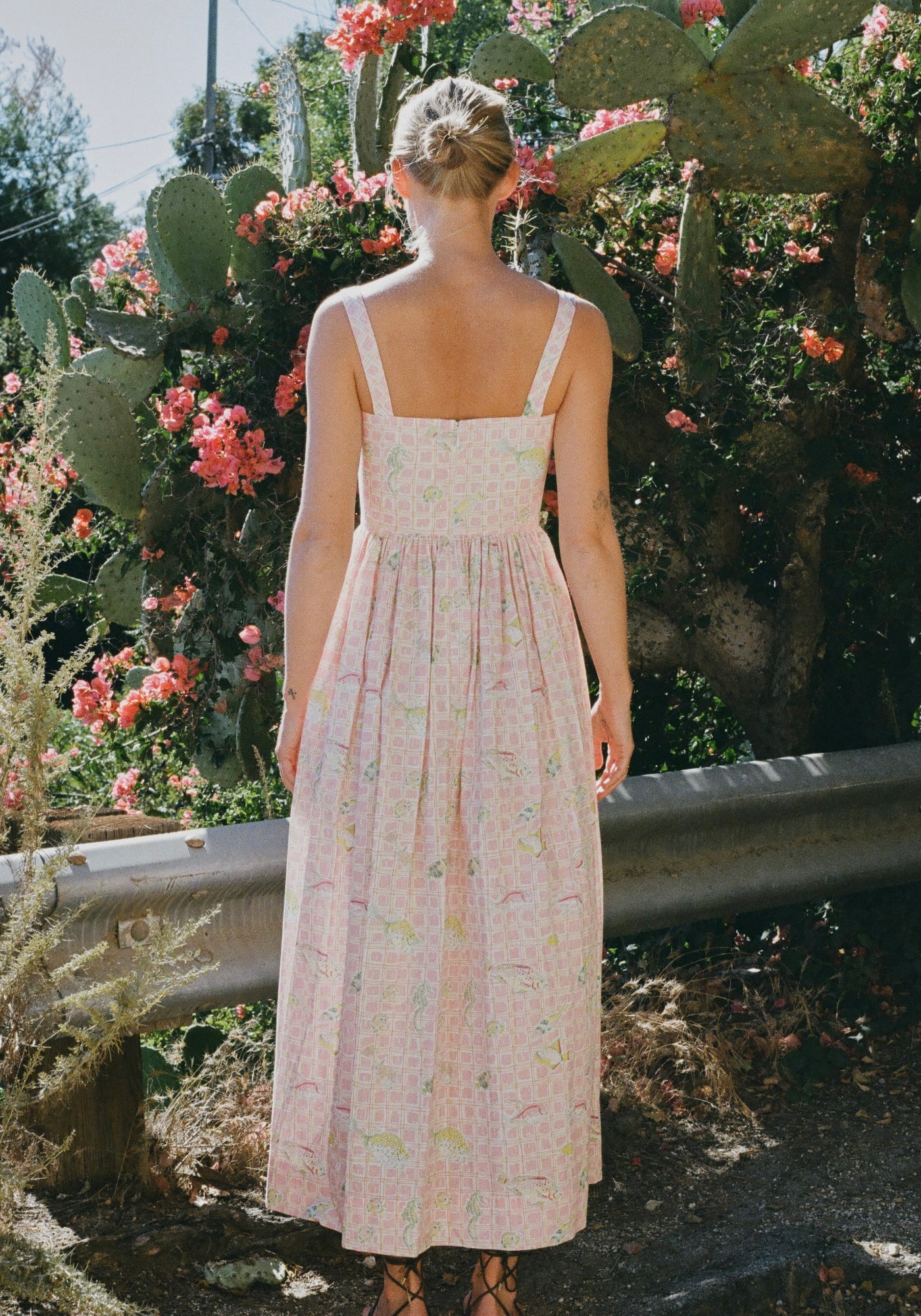 Scoop Neck Dress in Pink Fishing Net