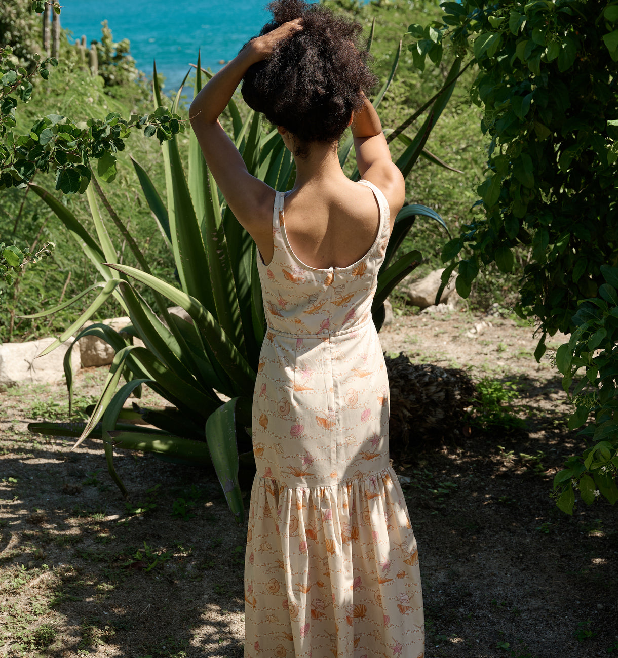 Double Drawstring Dress in Warm Shell