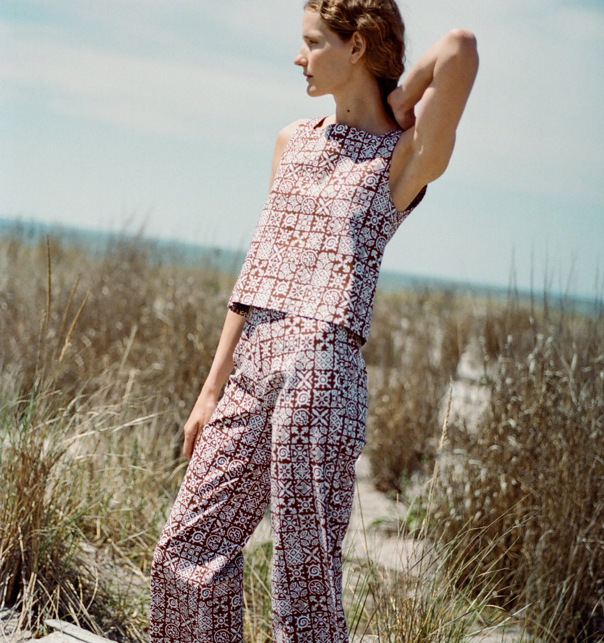Shift Top in Brown Checkerboard