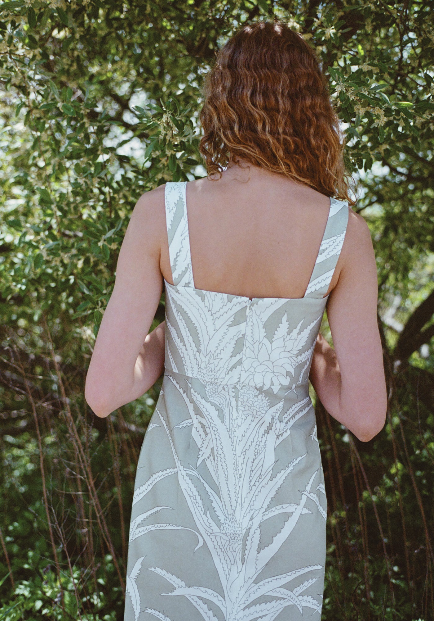 Long Slip Dress in Green Pineapple