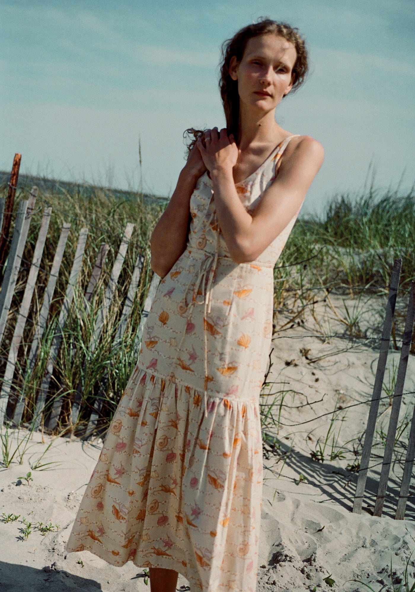 Double Drawstring Dress in Warm Shell
