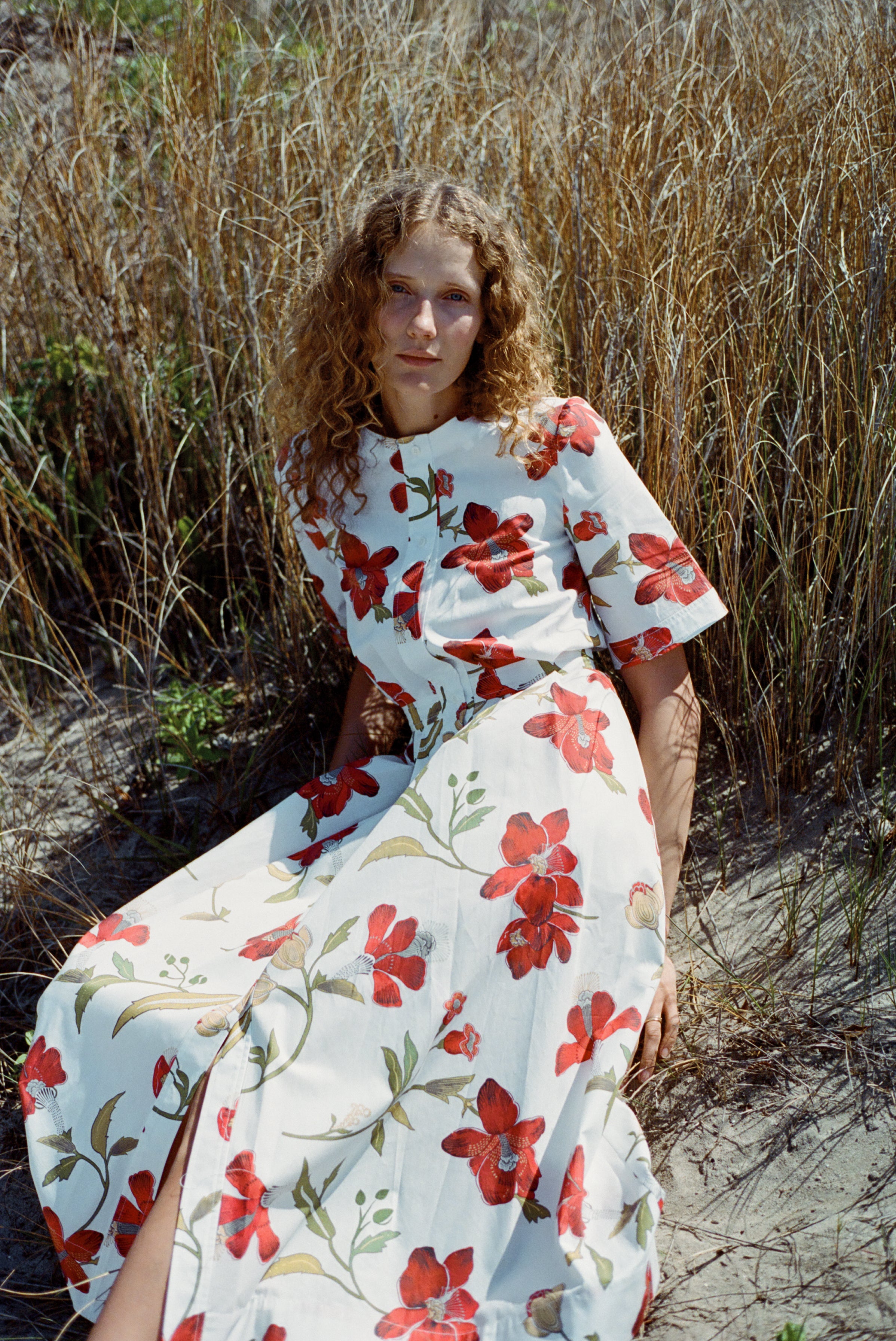 Sloan Dress in Red Hibiscus