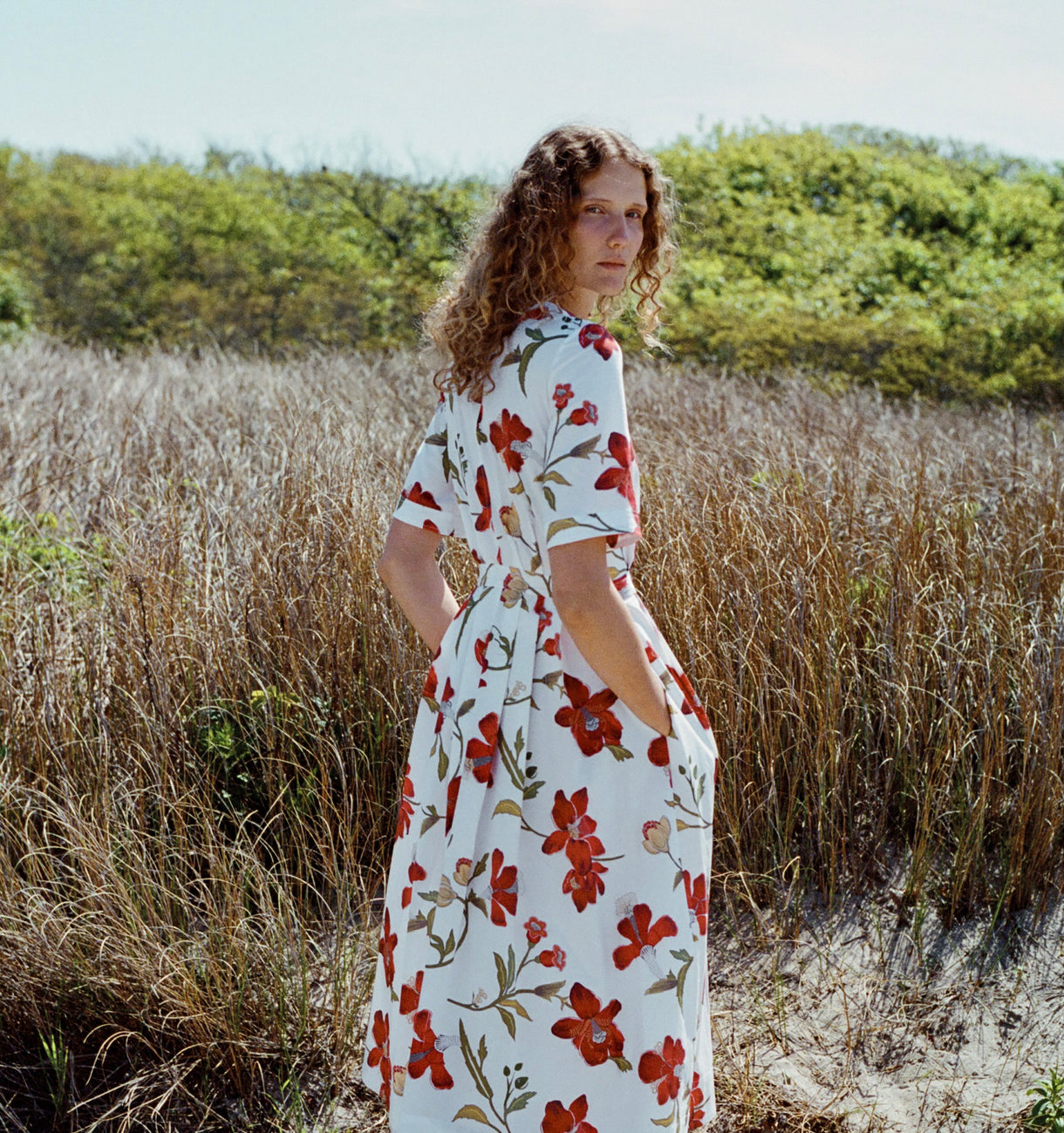 Sloan Dress in Red Hibiscus
