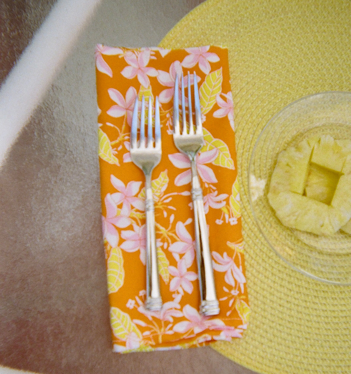 Cotton Napkins in Orange Frangipani (Set of Four)