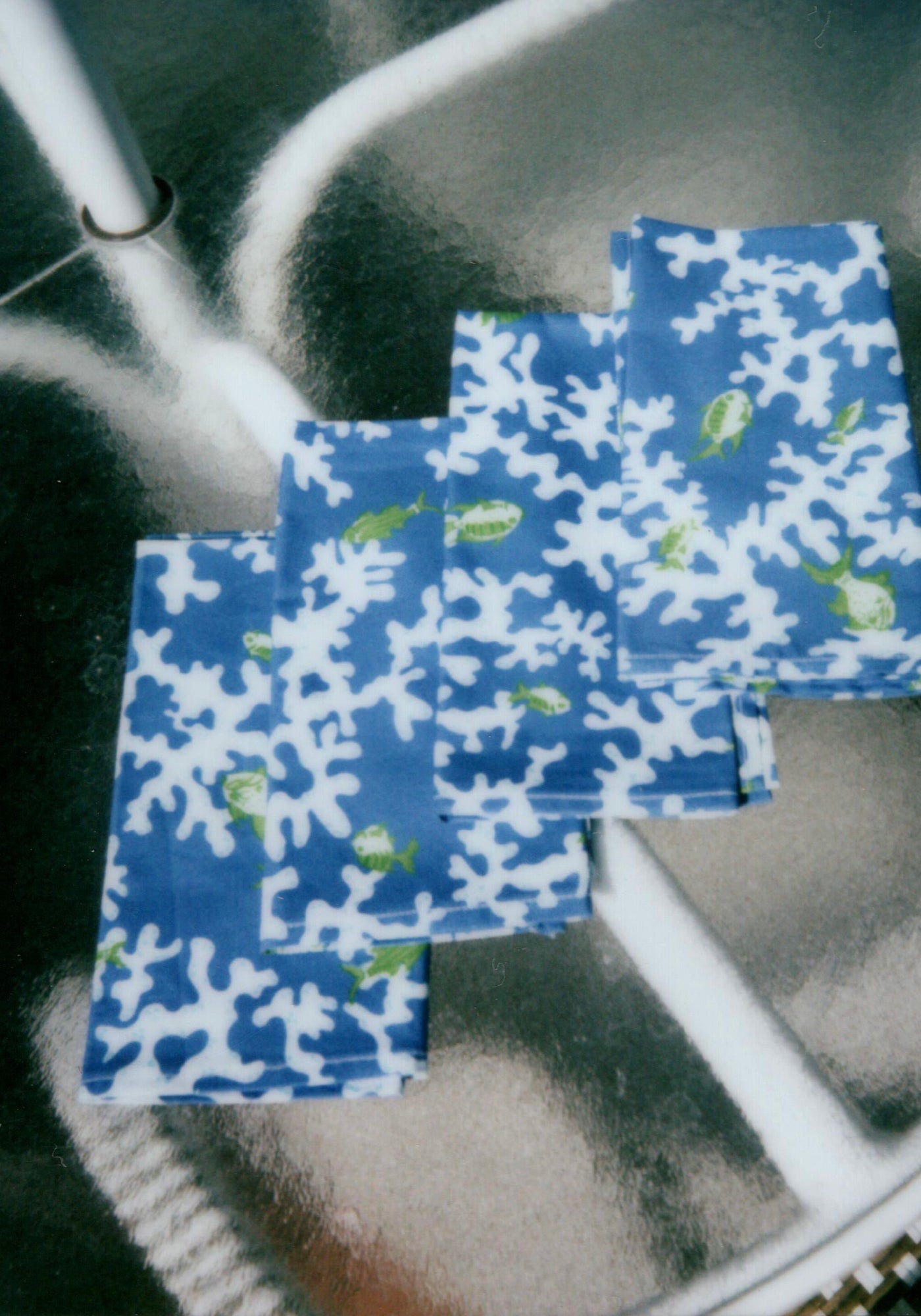 Cotton Napkins in Blue Coral (Set of Four)