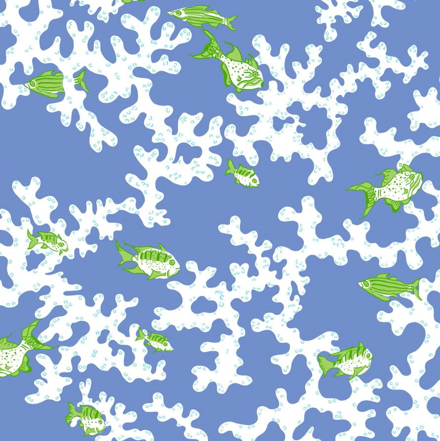 Cotton Tablecloth in Blue Coral