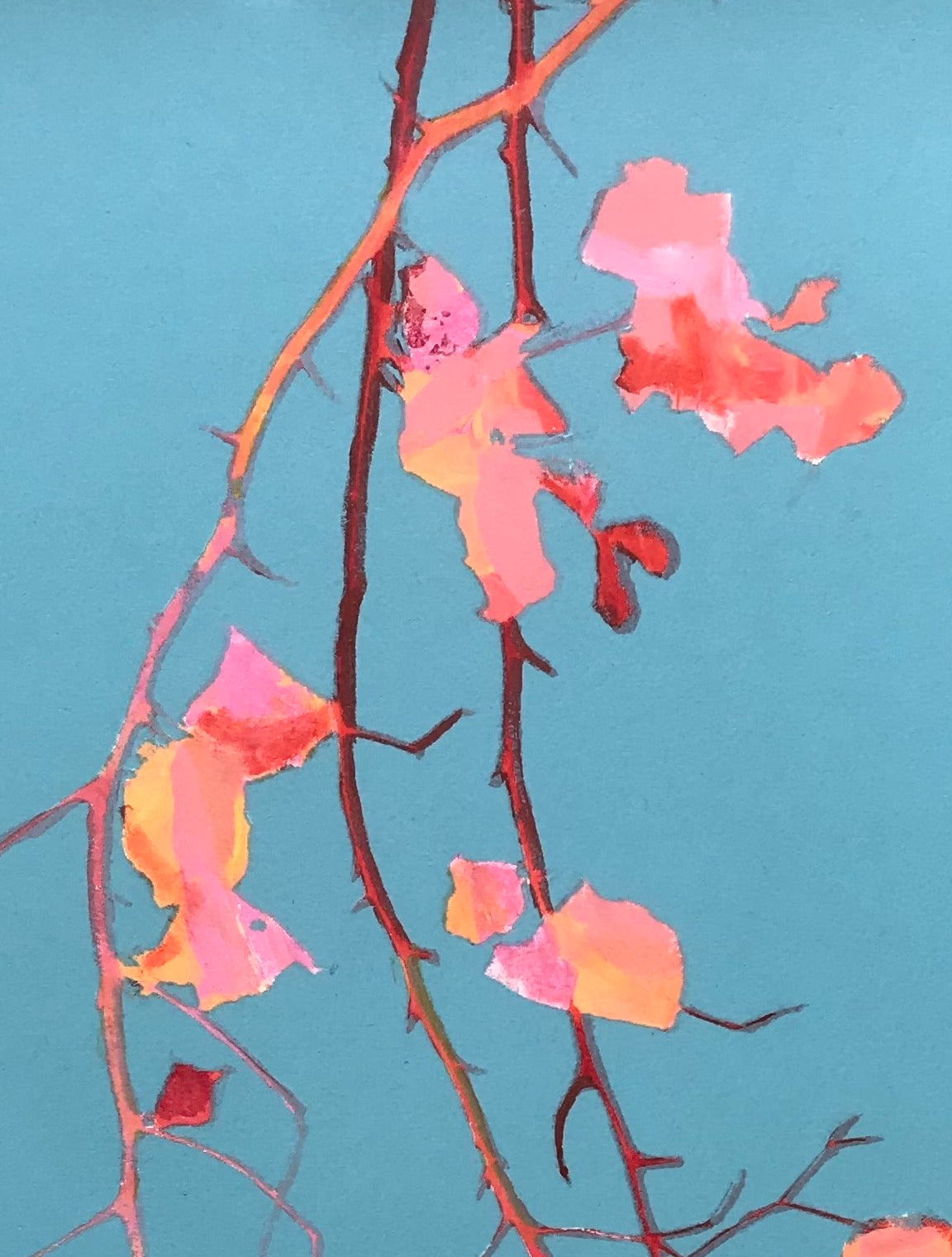 Bougainvillea Print in Robin Egg Blue/Red