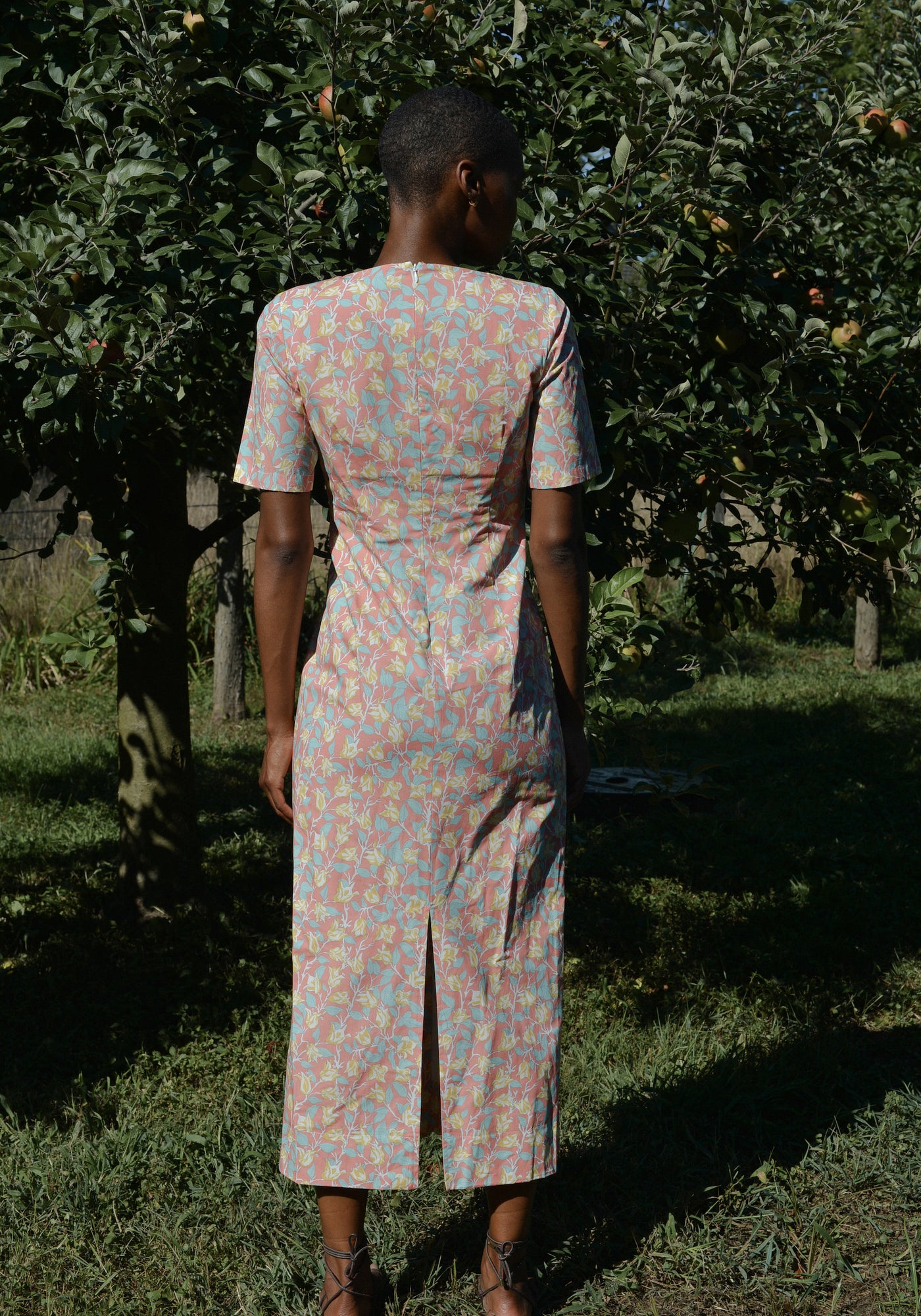 Mod Midi Dress in Coral Bougainvillea