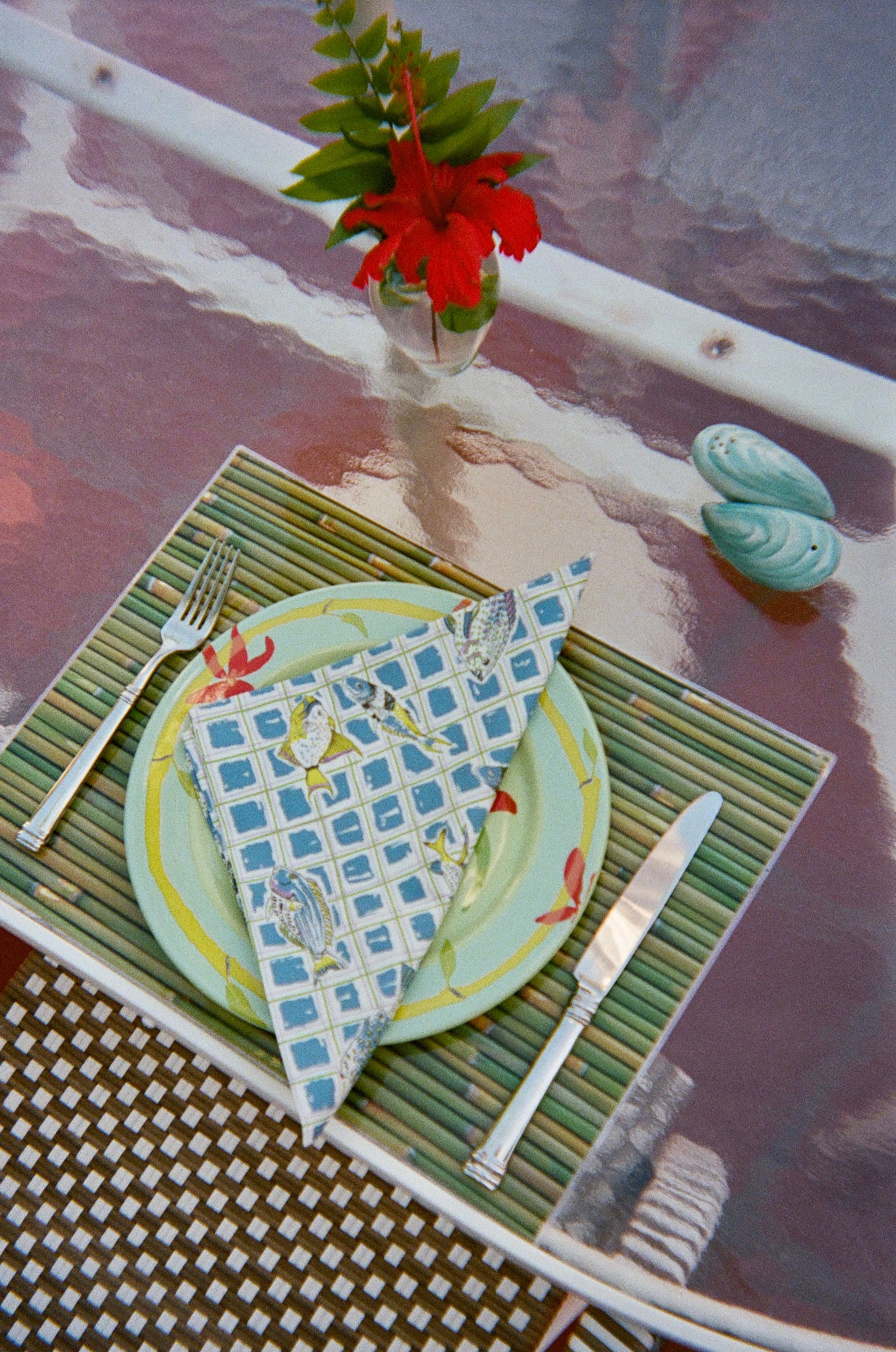 Cotton Napkins in Blue Fishing Net (Set of Four)