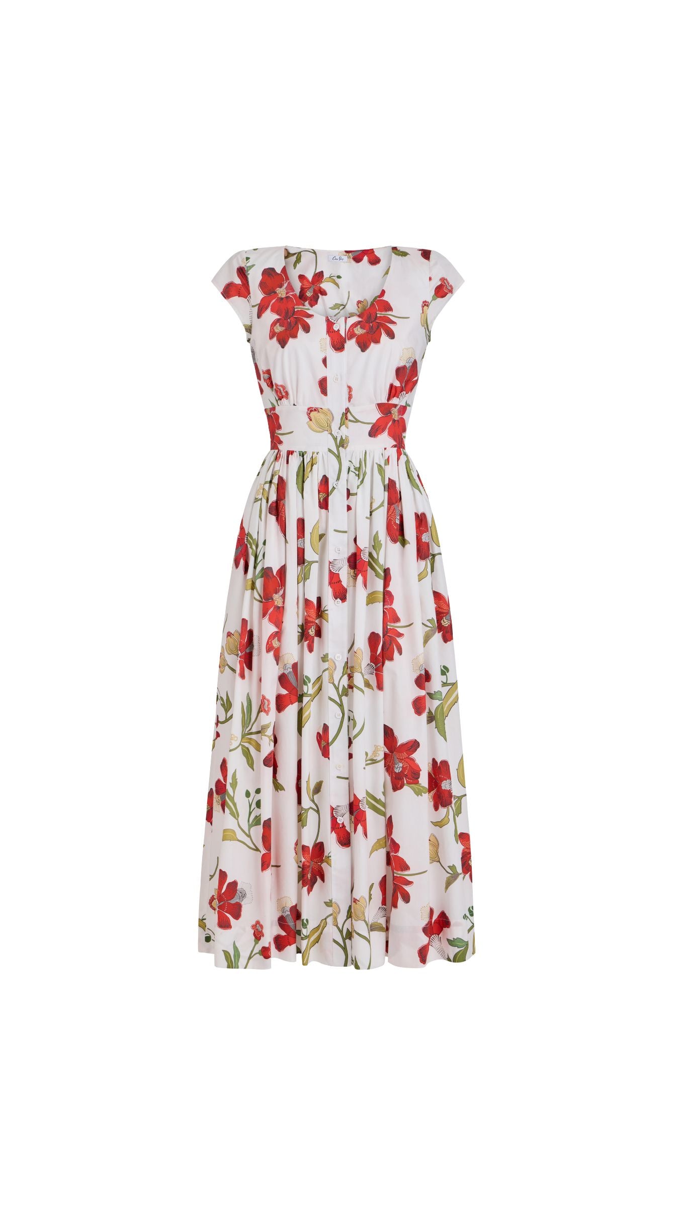 Mary Dress in Red Hibiscus