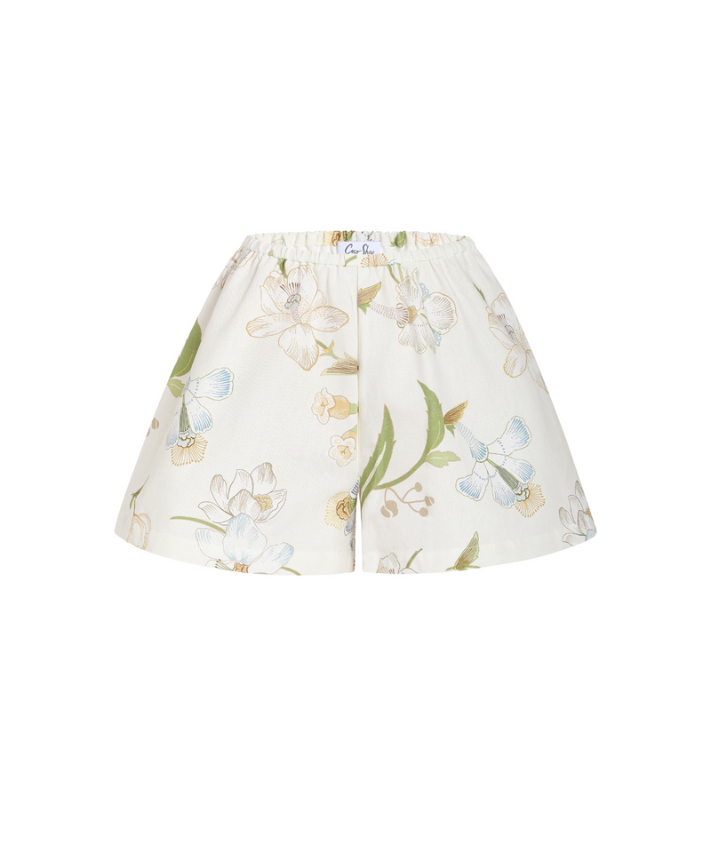 Flutter Shorts in Ivory Hibiscus