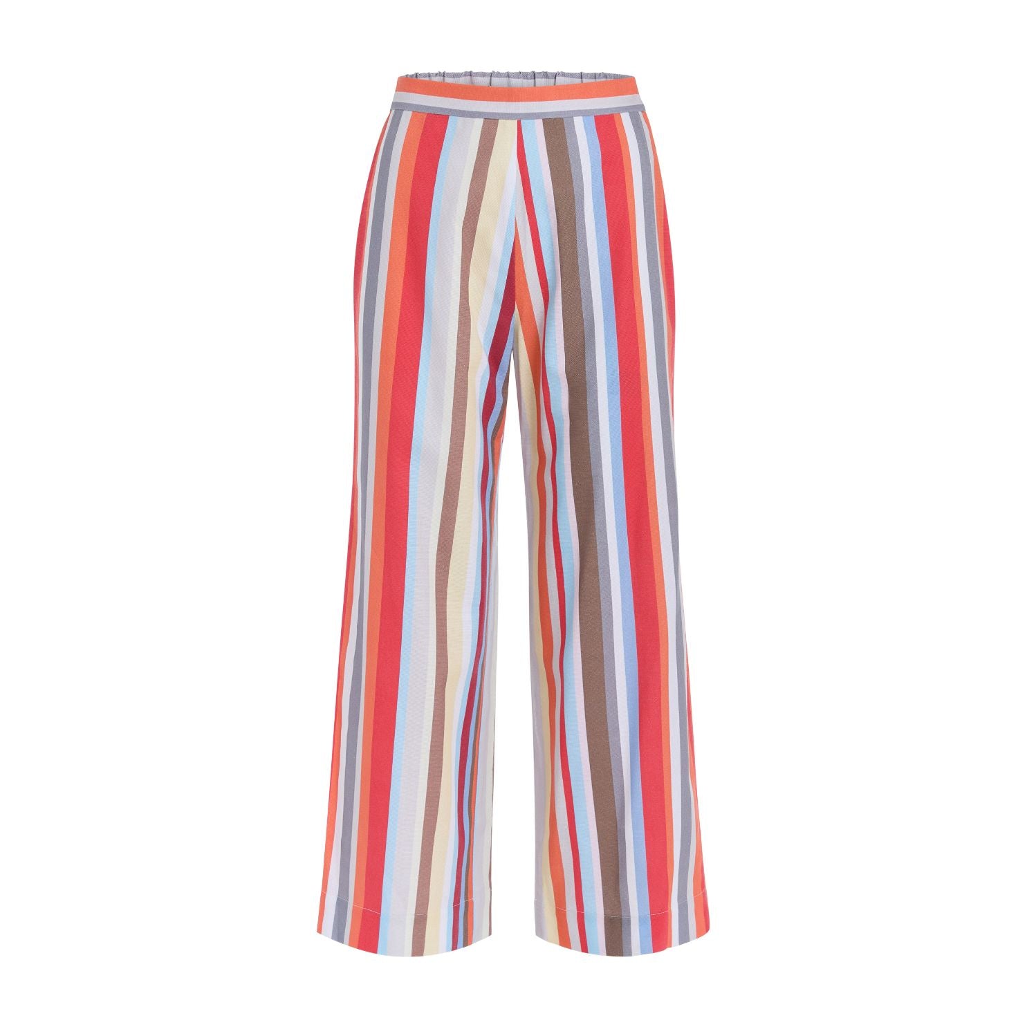 High-Waisted, Wide-Leg Pants in Vibrant Stripe