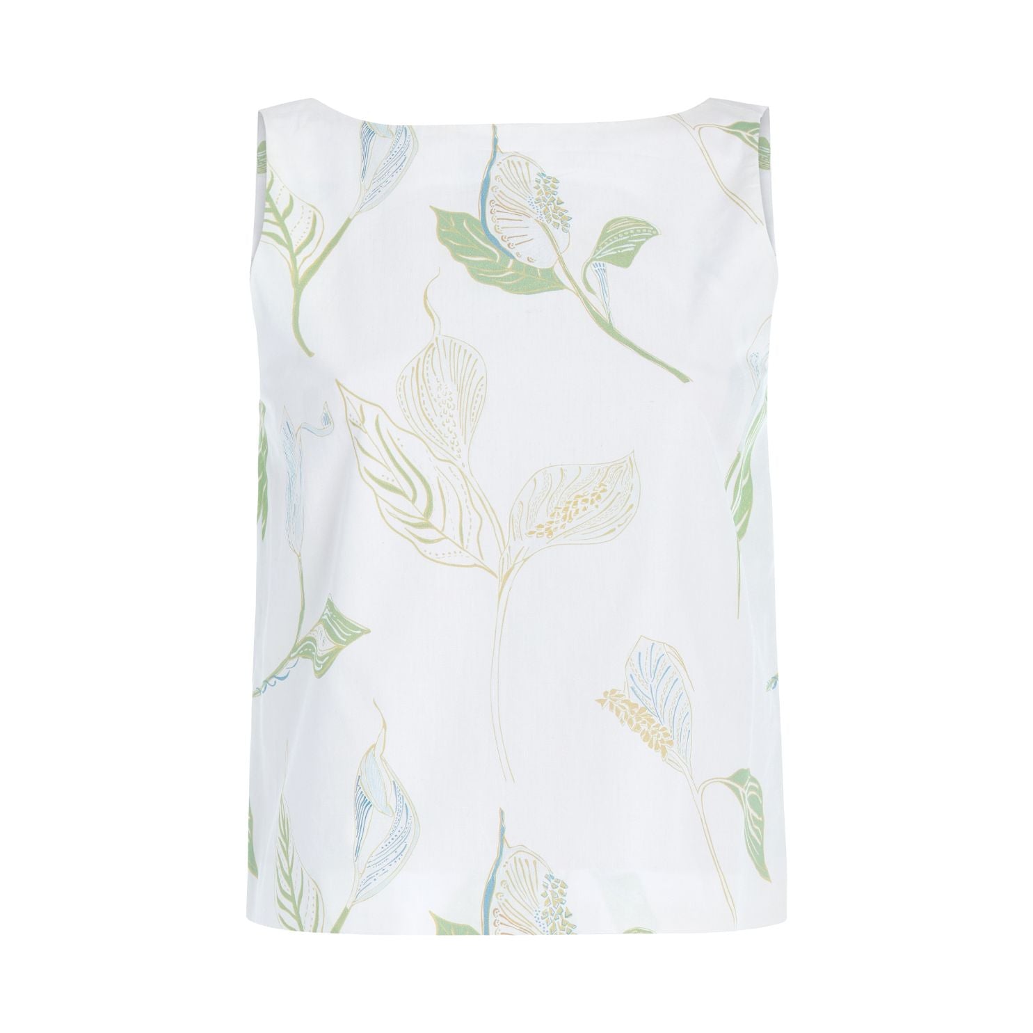 Boatneck Top in White Peace Lily