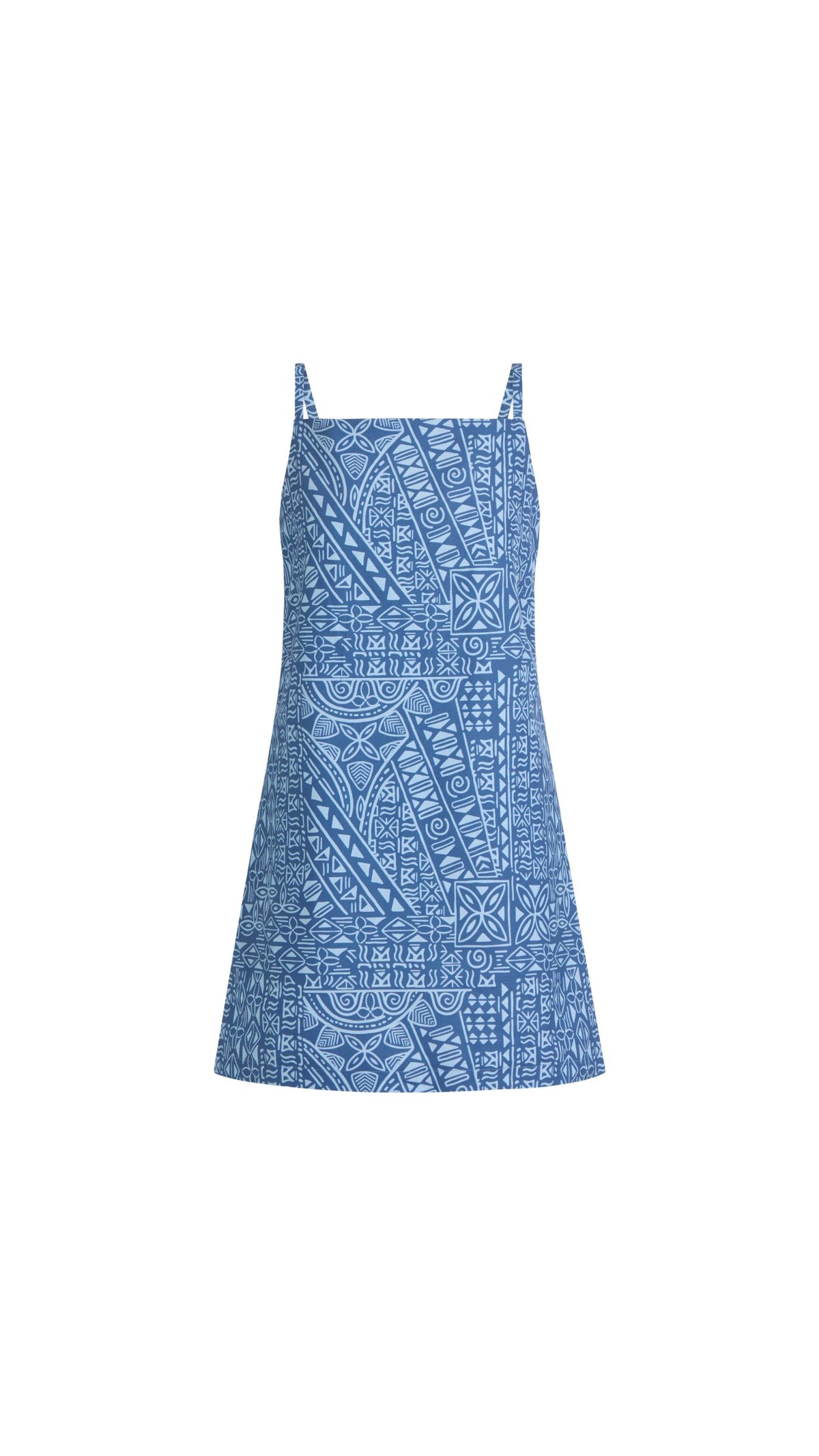 Scarlett Mini Dress in Blue Island Geometric