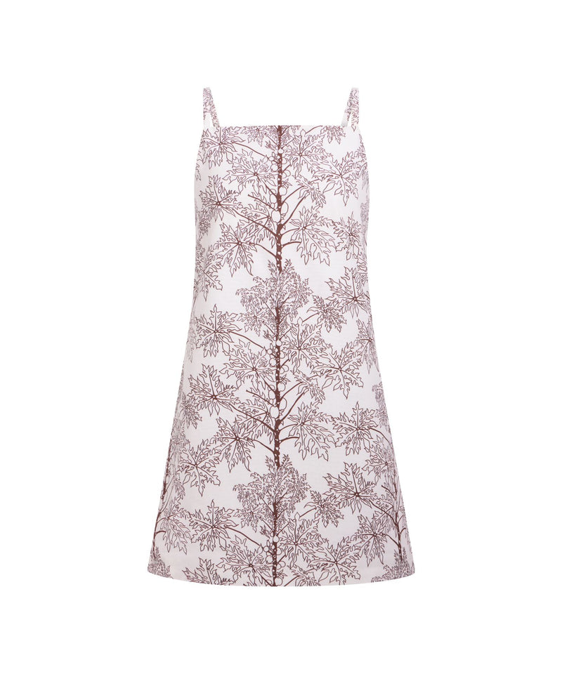 Scarlett Mini Dress in White Coconut Tree