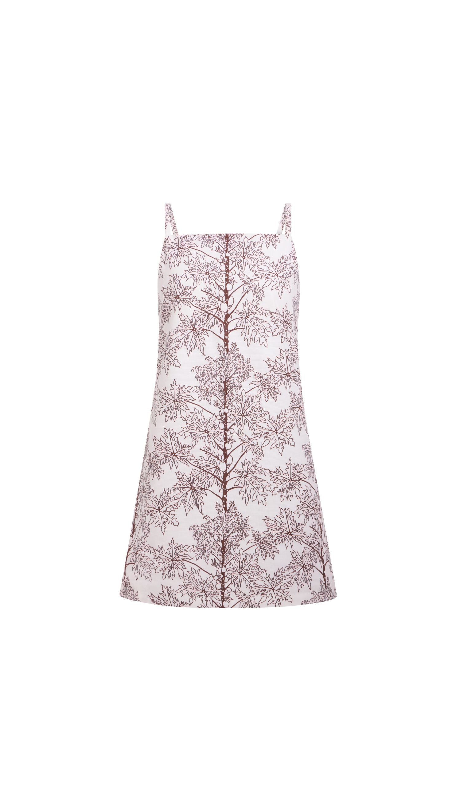 Scarlett Mini Dress in White Coconut Tree