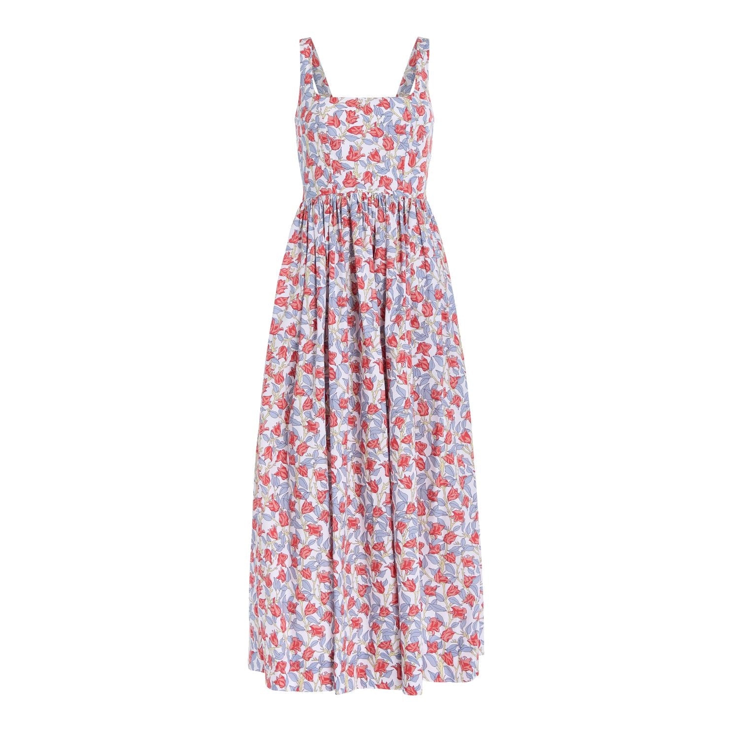Scoop Neck Dress in Red Bougainvillea