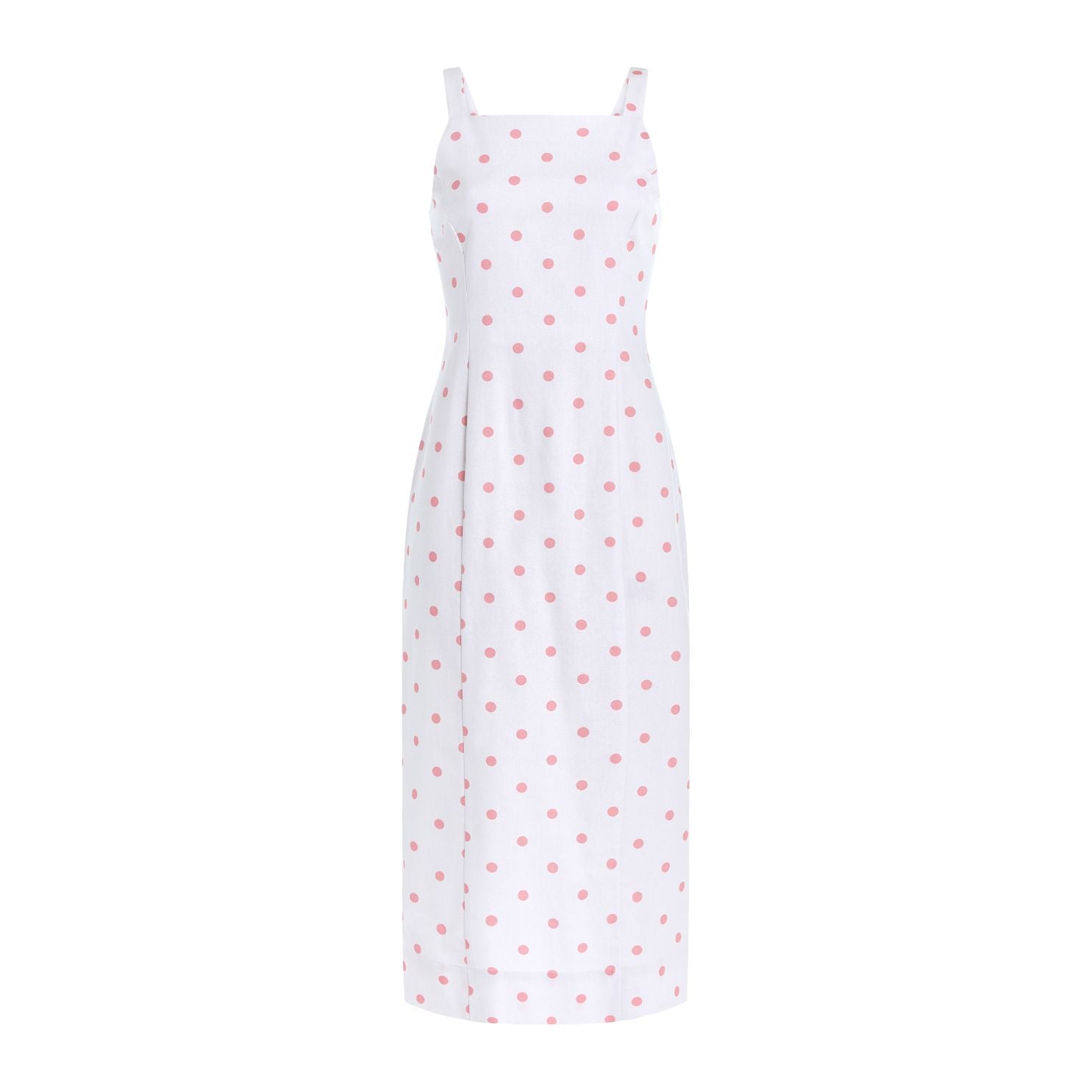 High-Neck Midi Dress in Salmon Dot