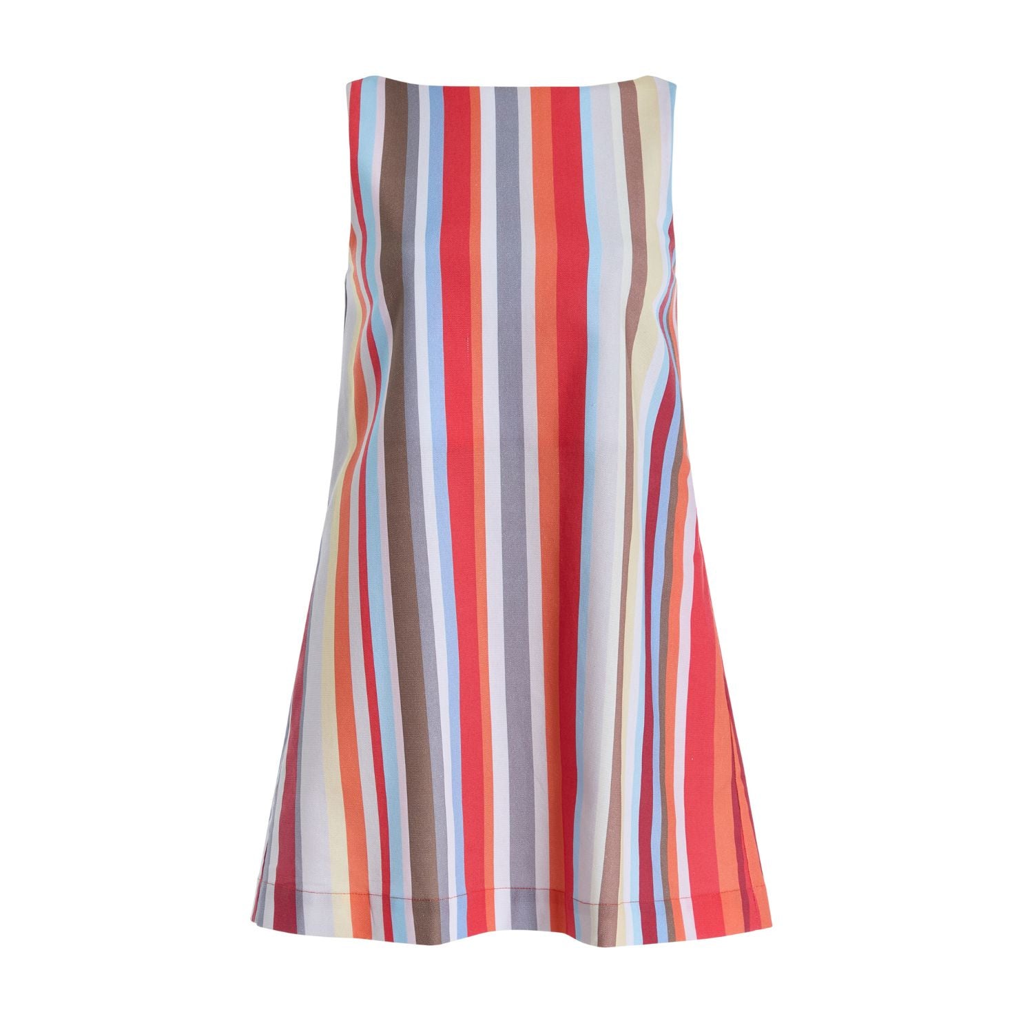 Pleated-Back Mini Dress in Vibrant Stripe