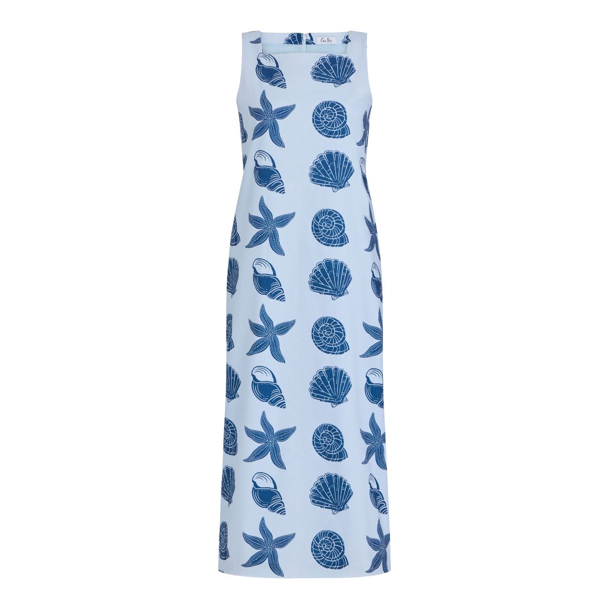 Ankle-Length Shift Dress in Blue Large Shell