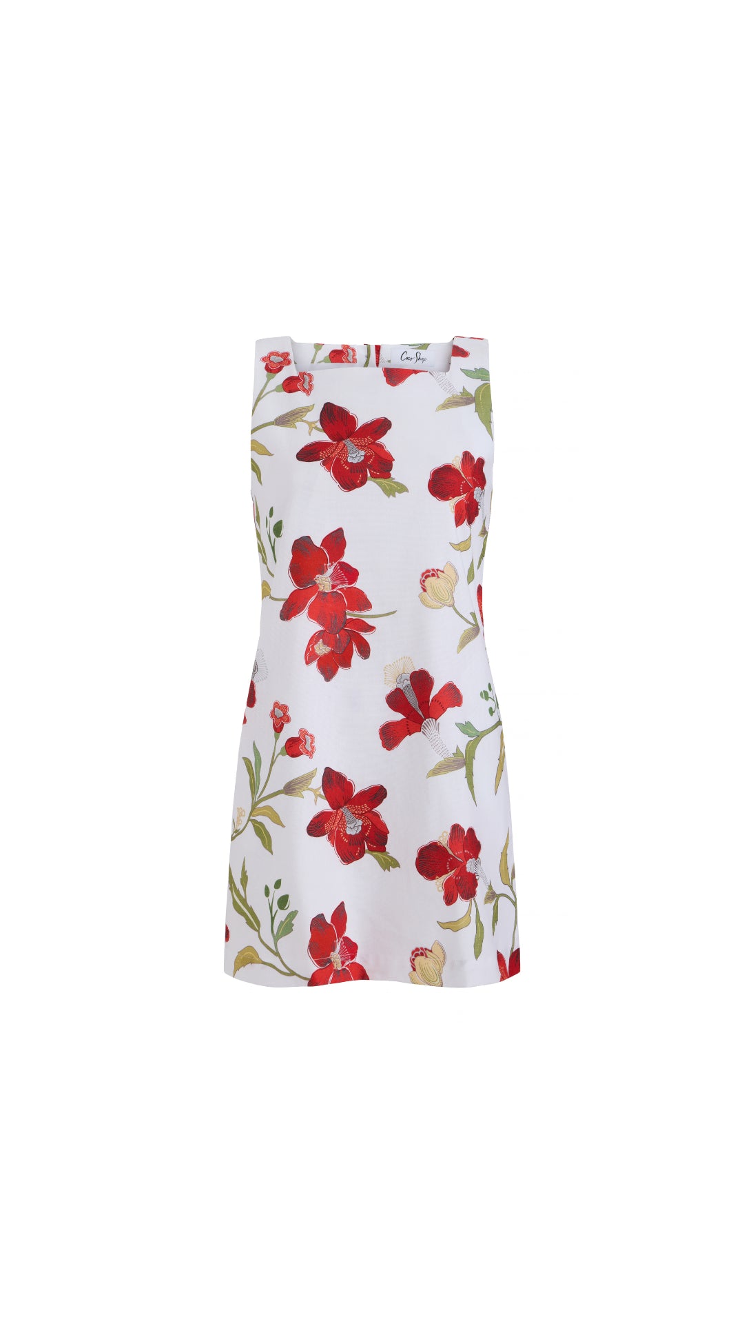 Classic Mini Shift Dress in Red Hibiscus
